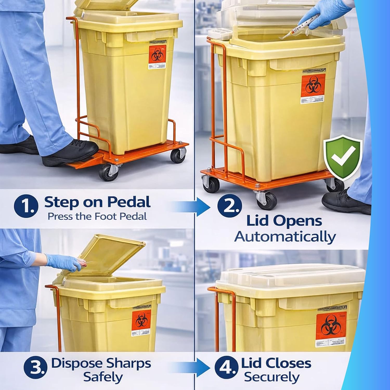 Covidien 8992H SharpSafety Floor Cart, for Large Volume Container, 8, 12 and 18 gal