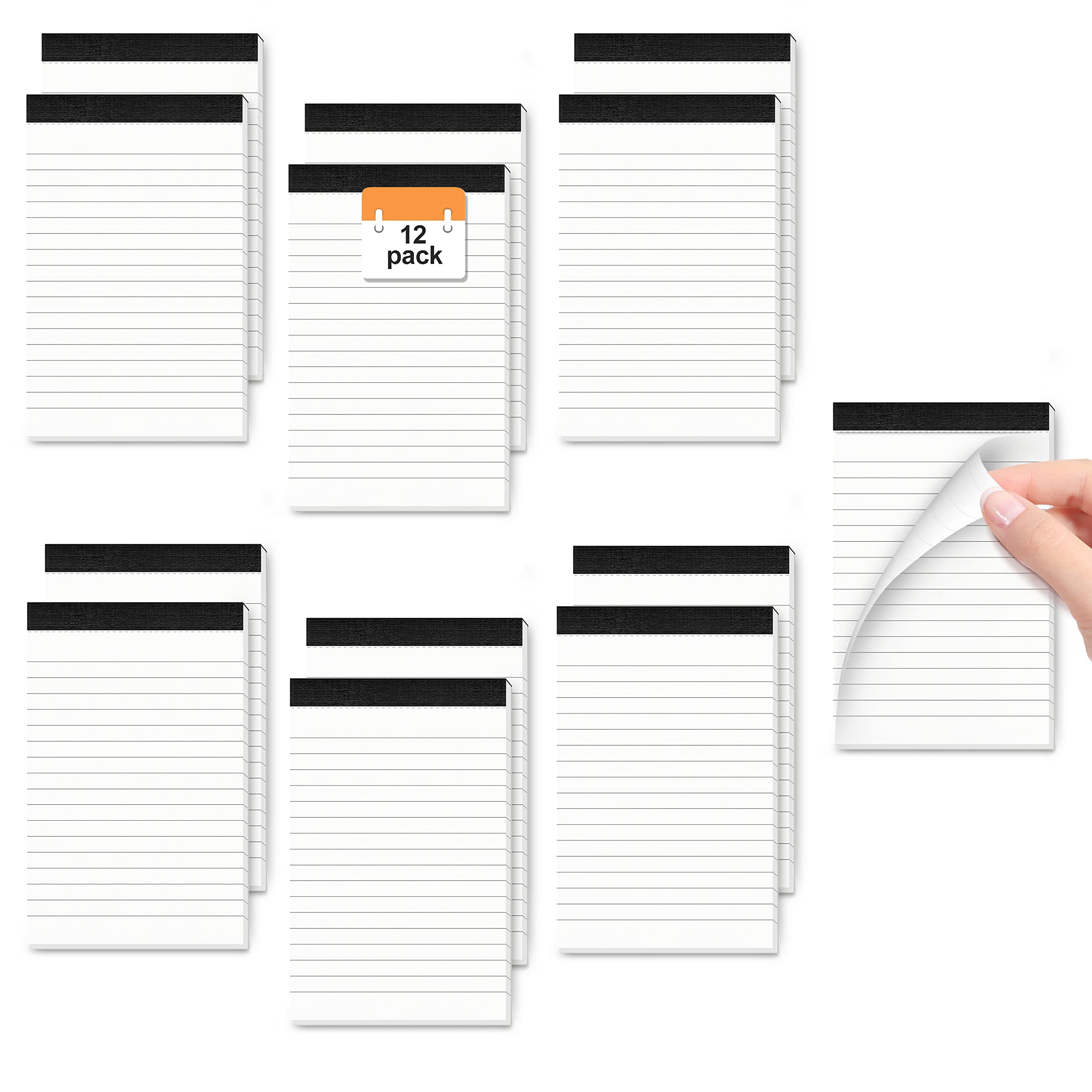 12 Pack A7 Small Pocket Notepad for Office Mini Note Pad A7 Lined Paper Refill Pad for Work 3 x 5 Inch Notepad Memo Pad Refills with 30 Lined Paper A7 Memo books Note Pad Paper for Taking Notes