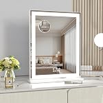 Miroir de maquillage Vanity miroir avec lumières, Hollywood miroir pour chambre à coucher, salle de douche, Smart Touch Control, Table ou mur-monté, amovible 1pc 10X Agrandissement (argent-48.5x41cm)