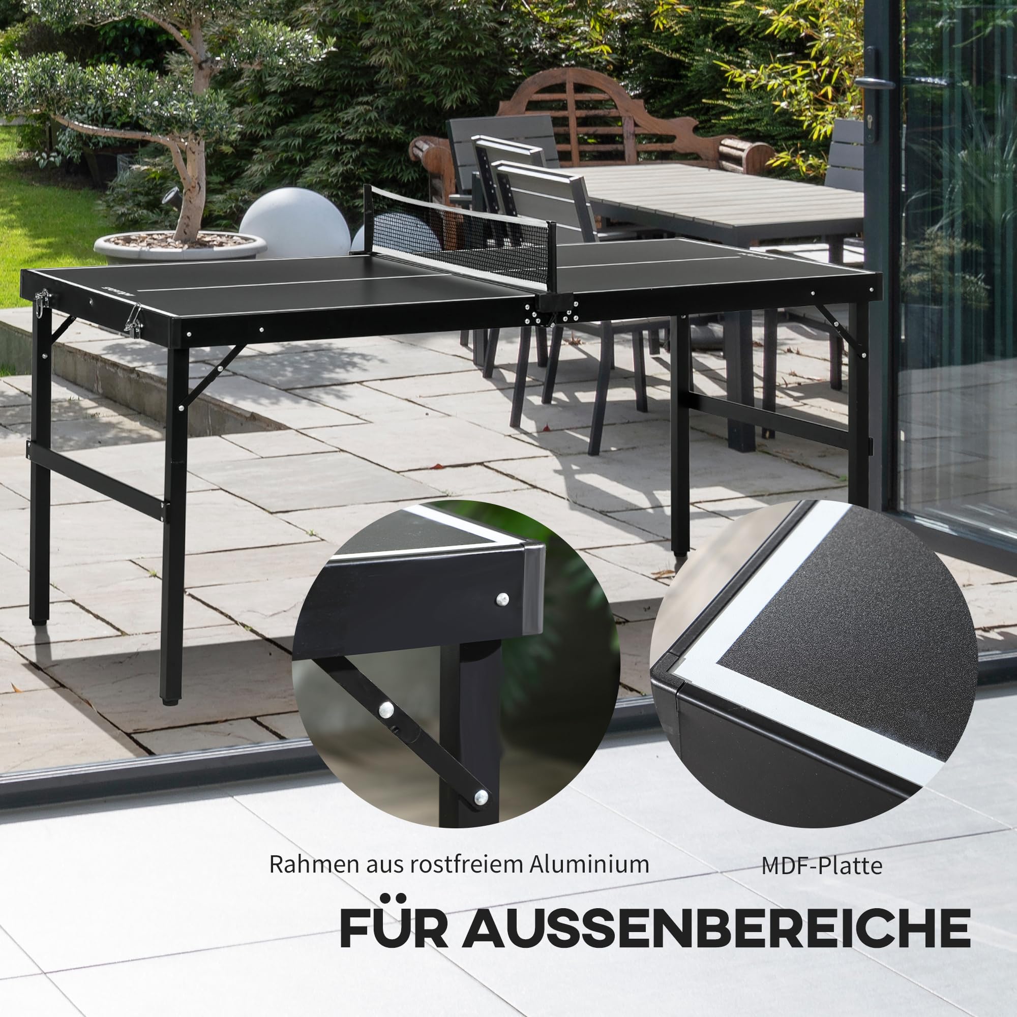 Mini Tavolo Da Ping Pong Pieghevole SPORTNOW 152x76x72 Cm | Leggero In Alluminio, Con Rete E Maniglia, Per Interni/Esterni, Gioco Ricreativo Per Casa E Giardino