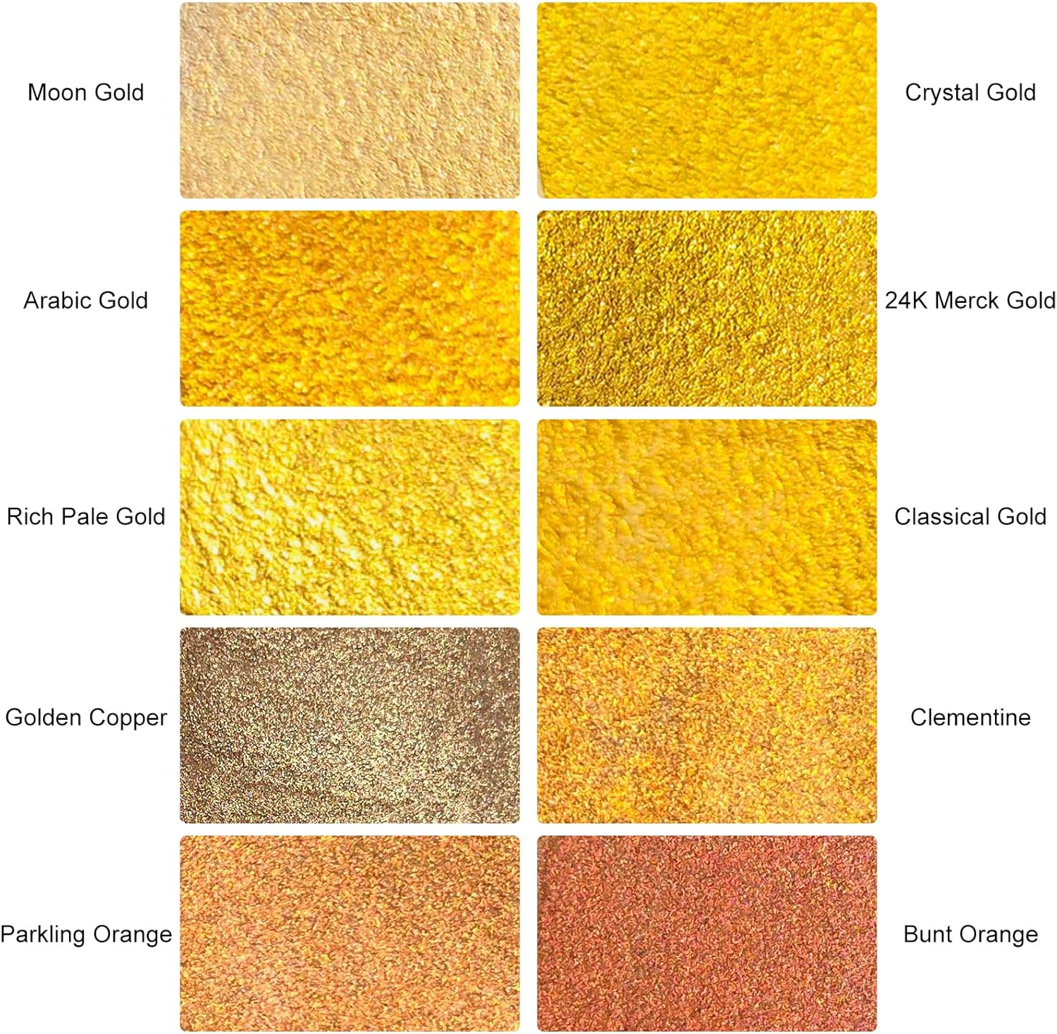 CSY art gallery Gold Handmade Mica Watercolor Paint Set in Tin Case Metallic Full Pans Water Color Sparkly, Shimmer, Glitter for Artists in Hand Lettering, Junk Journaling, Painting(Set 1)