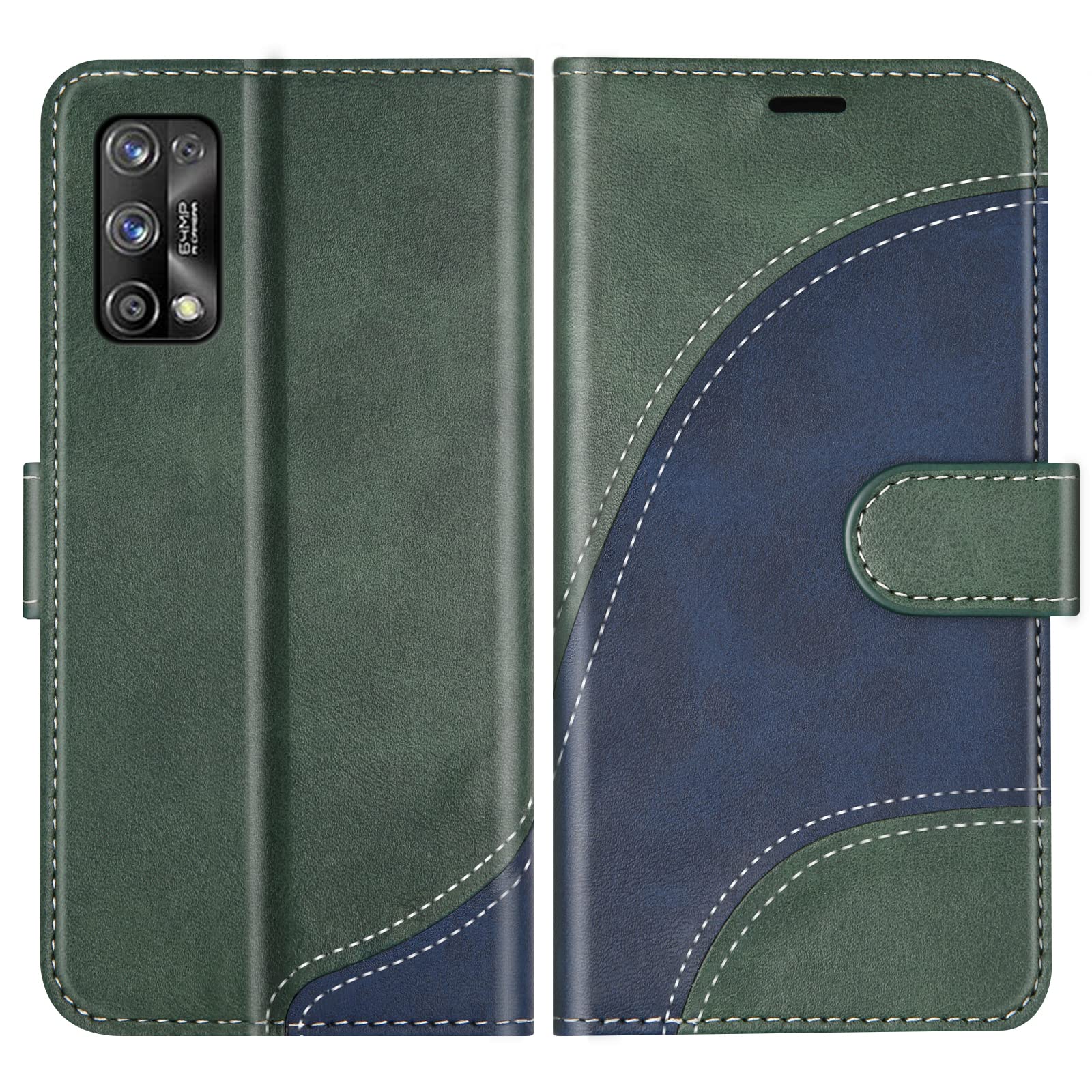 Cover Portafoglio In PU Pelle Per Oppo Realme 7 Pro - Custodia Con Chiusura Magnetica, 2 Slot Carte E Banana, Funzione Stand, Lanyard Incluso - 4