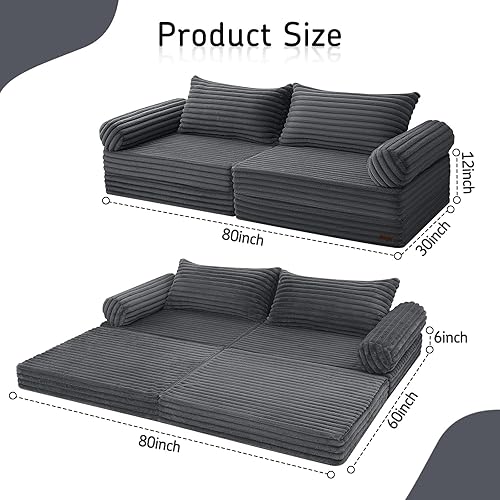 Miniatura 2 de MeMoreCool Sofá cama convertible, sofá cama plegable tamaño Queen, sofá cama extraíble con almohadas, sofá futón plegable para dormitorio, sala de