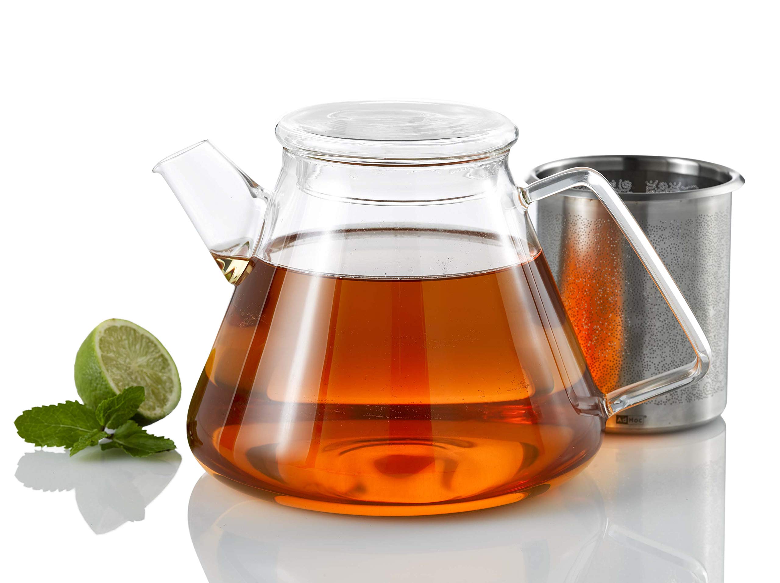 AdHoc TK50 Teekanne 1,5 l mit Filter für losen Tee ORIENT+, Glas/Edelstahl