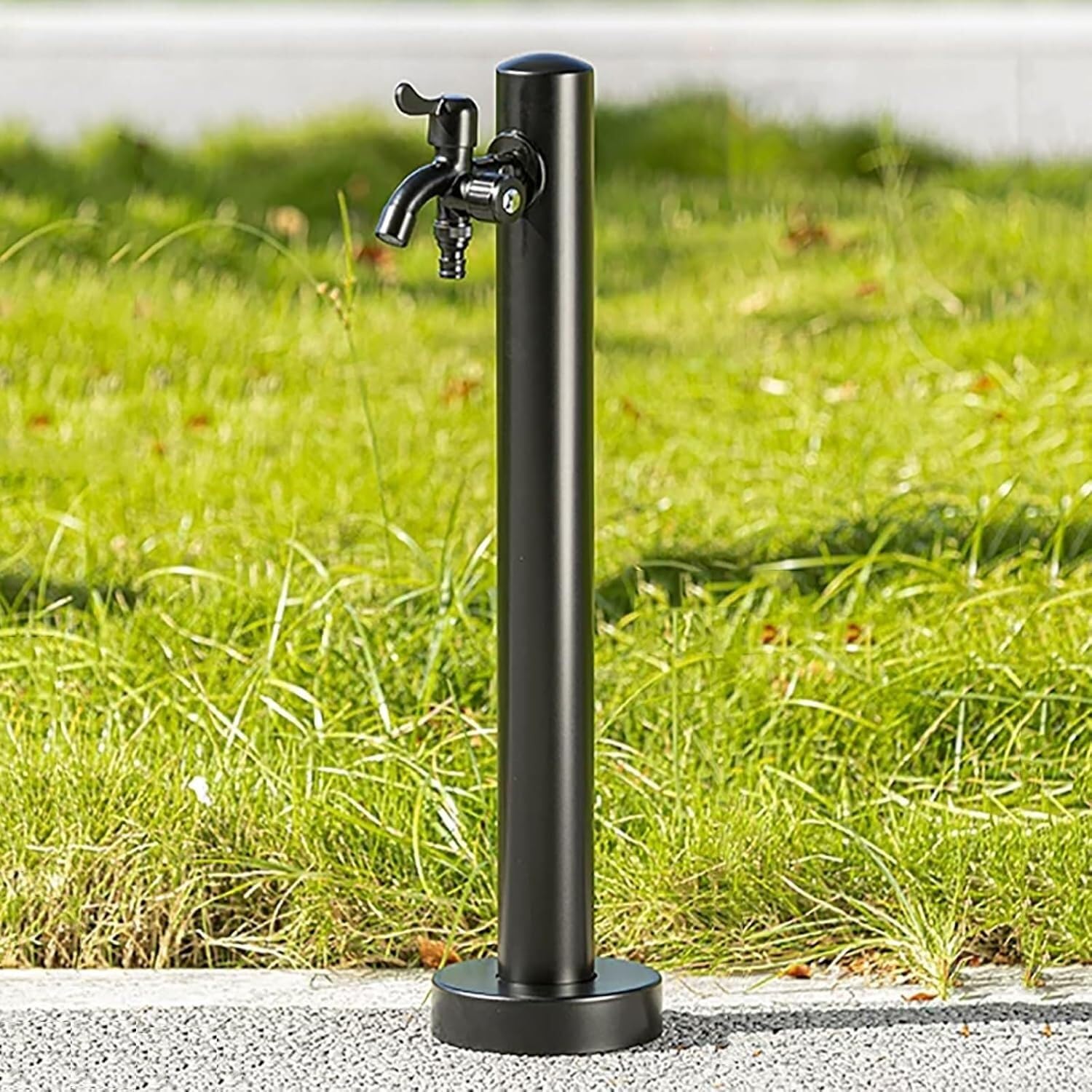 Kjobdwz Schwarz 304 Stainless Steel Outdoor Water Column Garden Tap，Freestanding Antifreeze Hose Faucet Extender