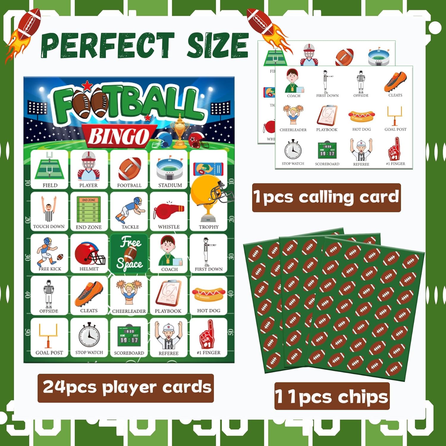 Holiday Bingo Games,36 Sheets Bingo Card for Adults Kids Families Classroom Groups,24 Sport Theme Player Cards for Activities Supplies Favors - Image 3