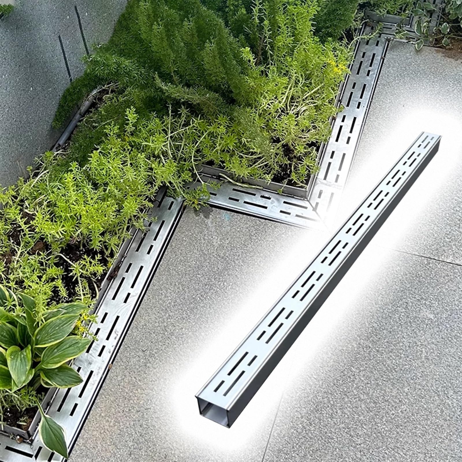 GLDYTVF Drainage Channel Grate with Steel Cover Outdoor Drainage System for Vehicle Entrances Commercial Areas Kit Options 1-5 Pieces Linear Drain (1 pcs 5.9x1.6in/15x4cm)