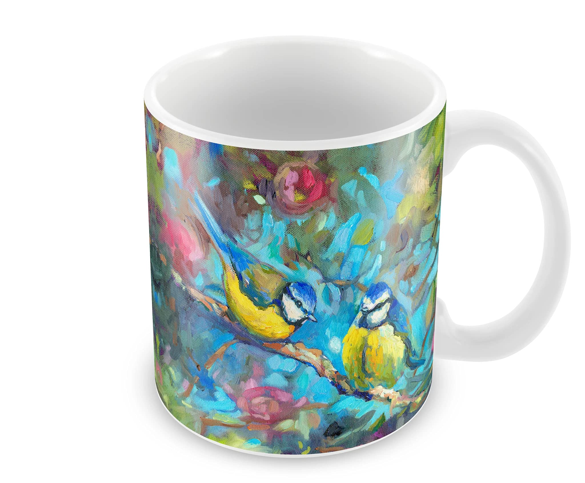 Wraptious Bluebirds & Blossom Ceramic Earthenware Mug by Sue Gardner