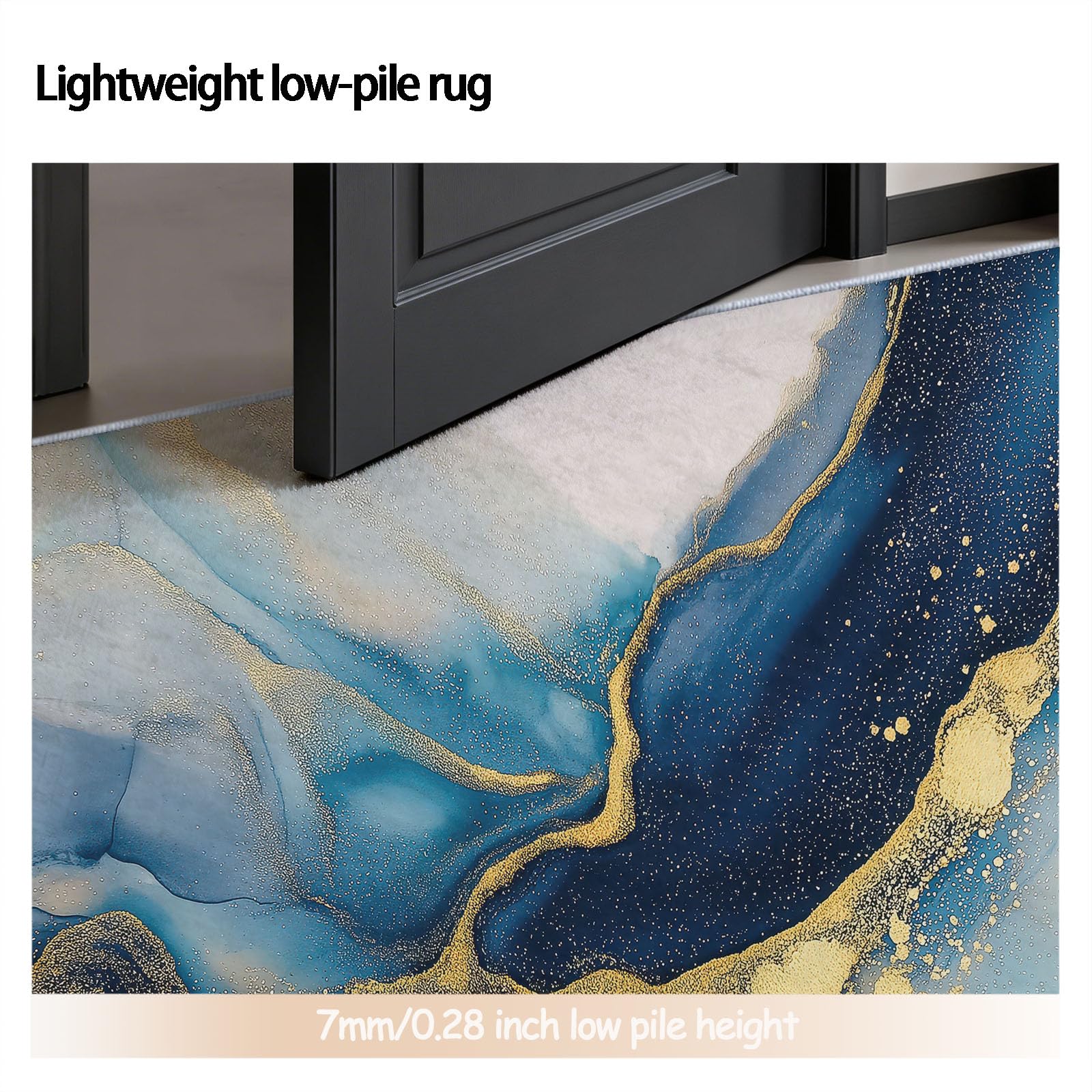 Tapis 120 x 170 cm Style Luxe Abstrait Lavable Bleu
