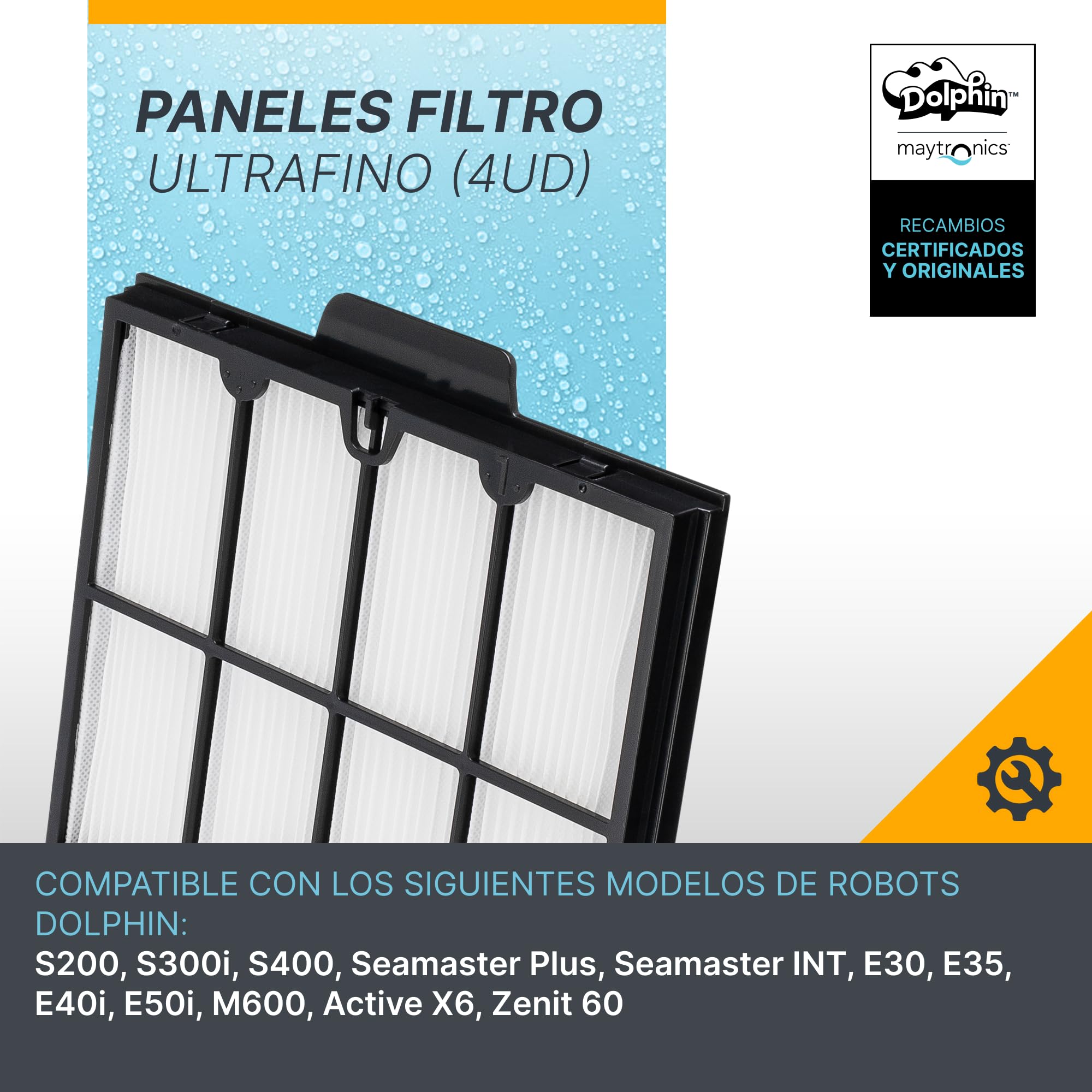 Dolphin Piezas de Recambio Originales - Paneles Filtro Ultrafino (4 ud) - Ref. Maytronics: 9991467-ASSY