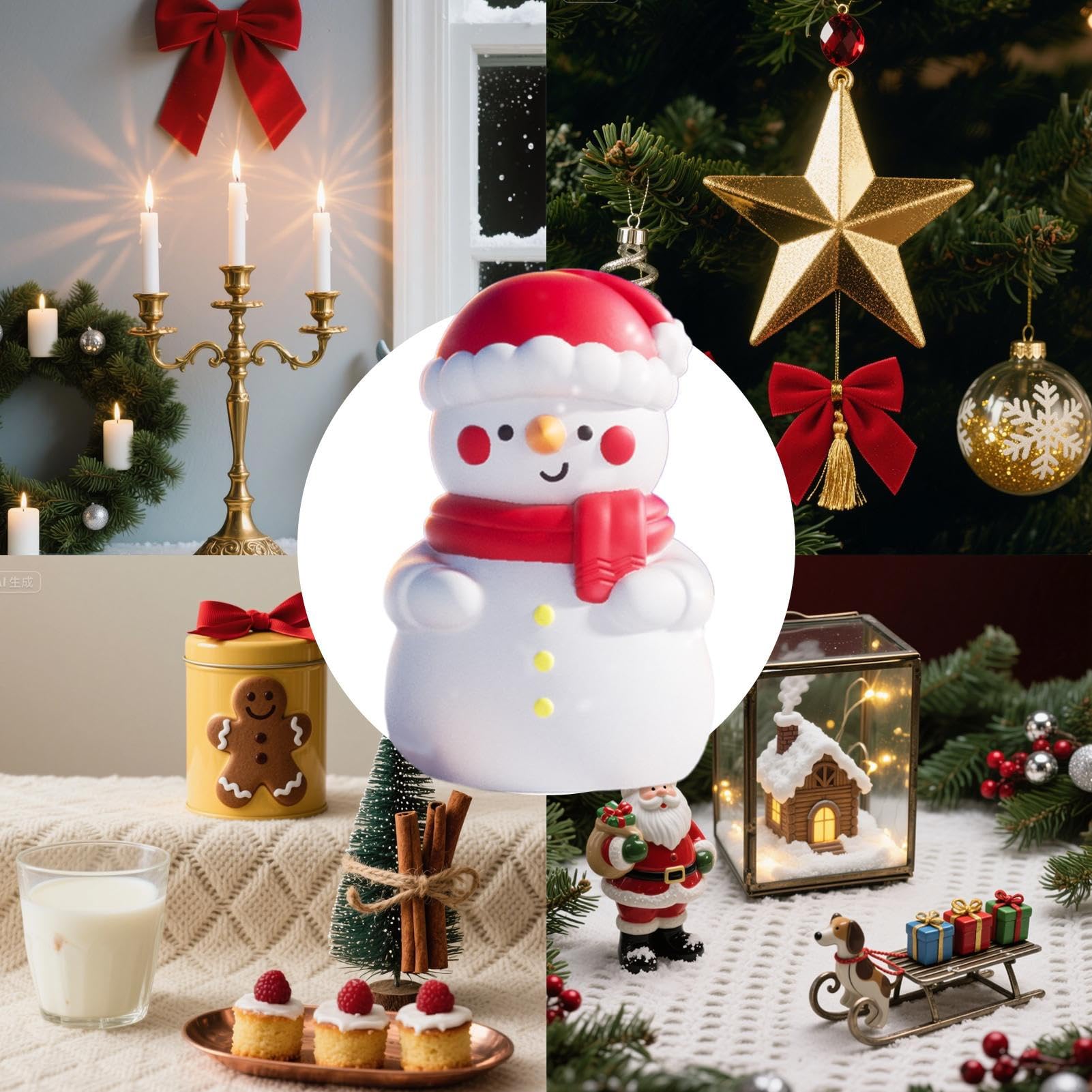 SOLUSTRE Led Pupazzo Di Neve Decorativo Con Luci Cambia Colore, Lampada USB Per Natale, Centrotavola Per Soggiorno E Camera Da Letto, Regalo Per Bambini, Rosso - 4