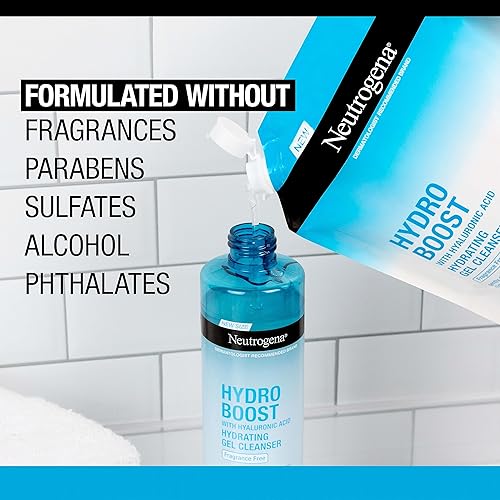 Miniatura 7 de Neutrogena Hydro Boost Gel hidratante sin fragancia con ácido hialurónico, lavado facial diario y removedor de maquillaje, lavado facial suave, no