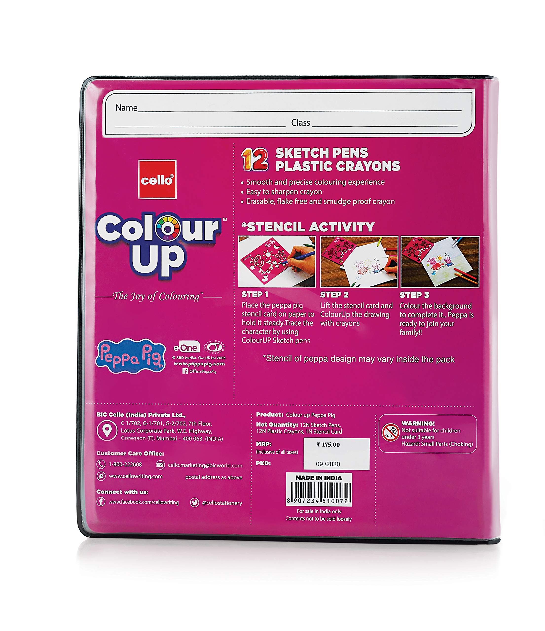 Cello Colourup Unicorn Multicolour Colouring Kit 12 Sketch Pens, 12 Plastic Crayons, Unicorn Stencil, Hobby Stationery for Kids and Art Lovers 4