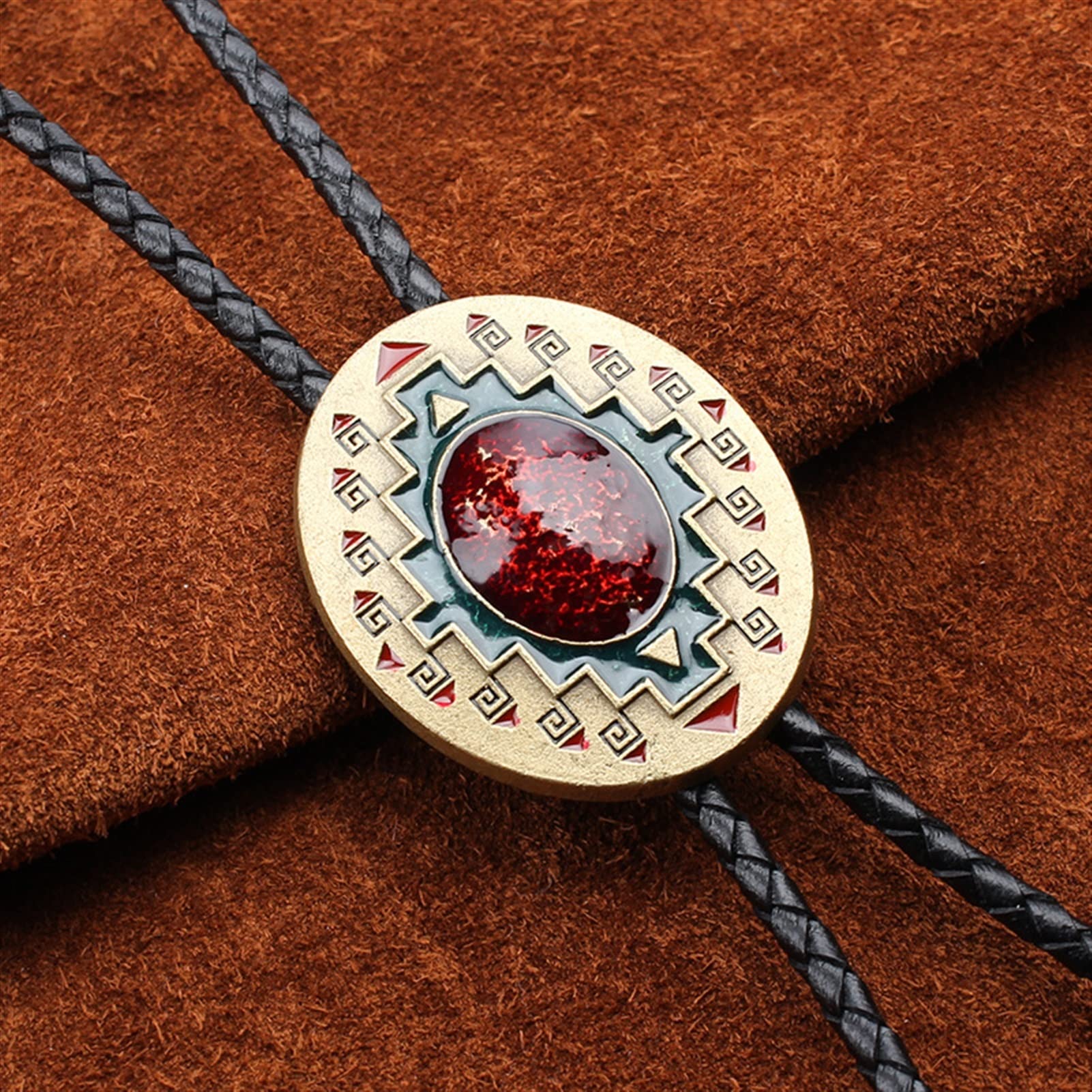 ADRAMATA 6 Stuks Bolo Tie Voor Mannen Western Cowboy Handgemaakte Lederen Stropdas Halloween Kostuum Accessoires, 6 stuks., 100