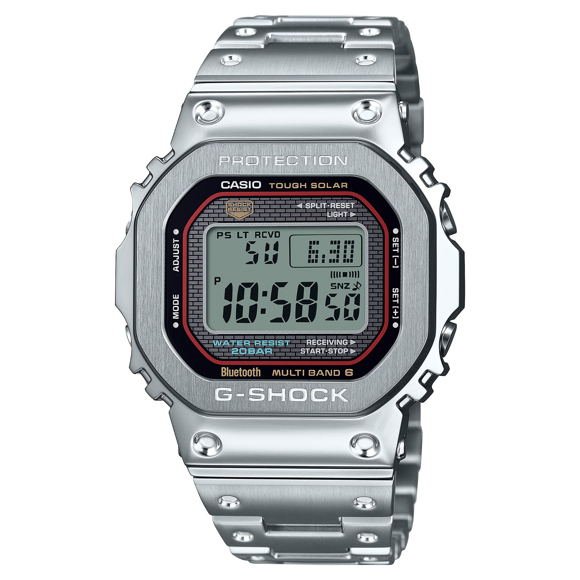Casio G-Shock Vollmetall 5000 Serie Digital Edelstahl-Armbanduhr 49,3 mm - GMWB5000D-1C
