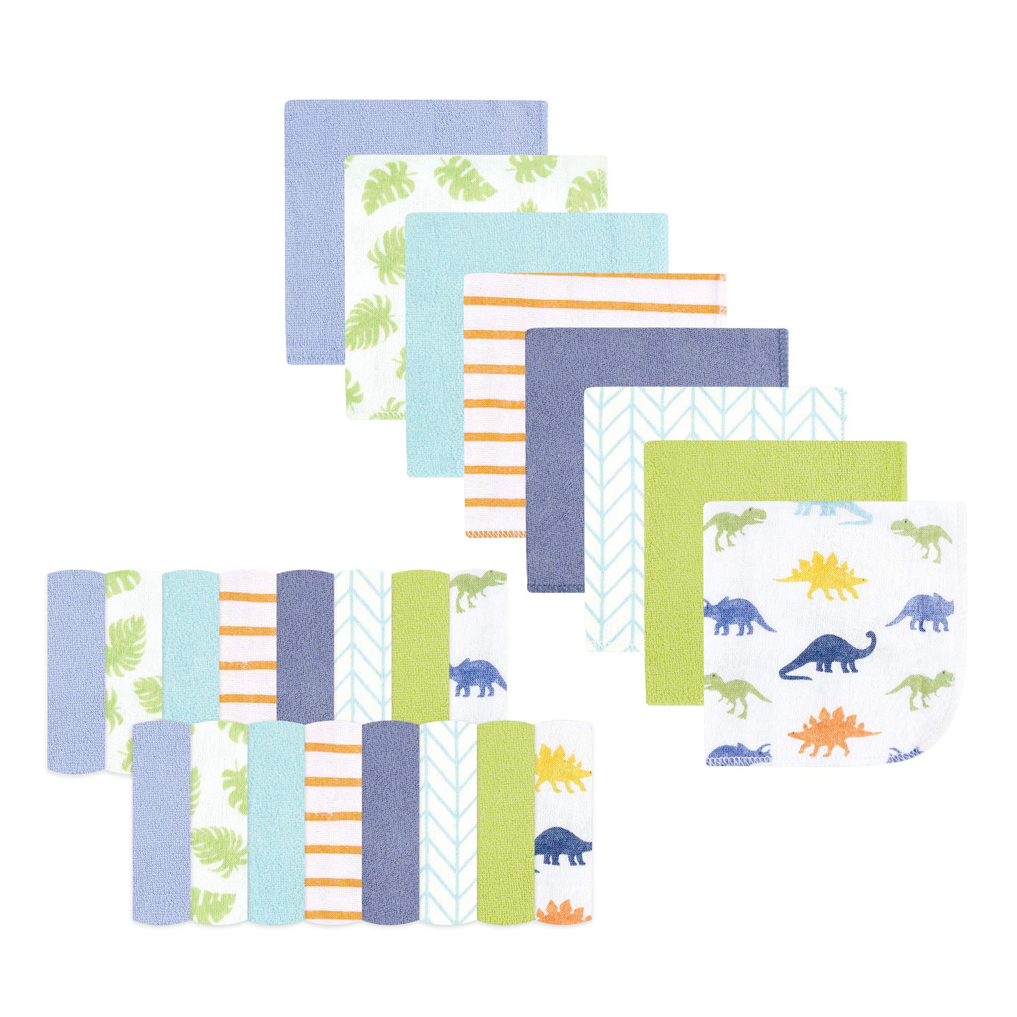 Hudson Baby Unisex Baby Rayon from Bamboo Washcloth Bundle, Dinosaurs, One Size