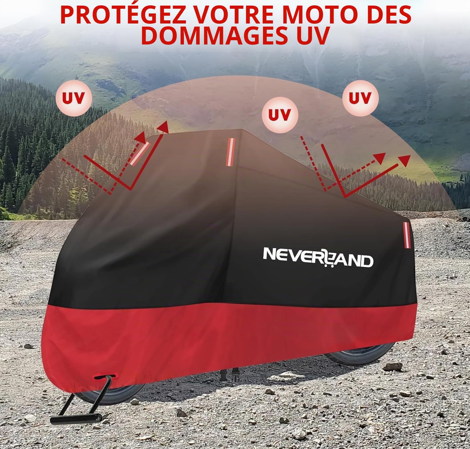 Housse Moto Impermeable Bache Moto Extérieure 245 * 105 * 125 CM | Housse de Protection pour Moto Bâche Moto Impermeable Scooter Couverture Résistant aux Poussière Pluie Neige UV Vent