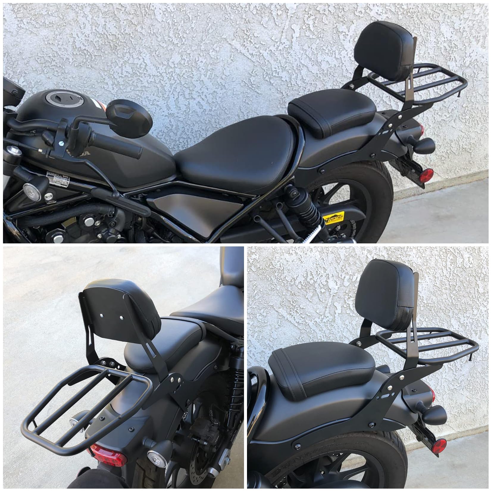 Almohadilla del Asiento del Respaldo Trasero de la Motocicleta con Portaequipajes para Rebel CMX500 CMX300 2017-2025, PSLER Pasajero Sissy Bar