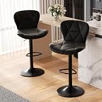 Nalupatio Tabourets à barres modernes 2, Tabourets de comptoir rembourrés en cuir faux réglables, Chaises-bar pivotantes faciles à nettoyer, Barstoils avec dos pour l'île de la cuisine, Khaki