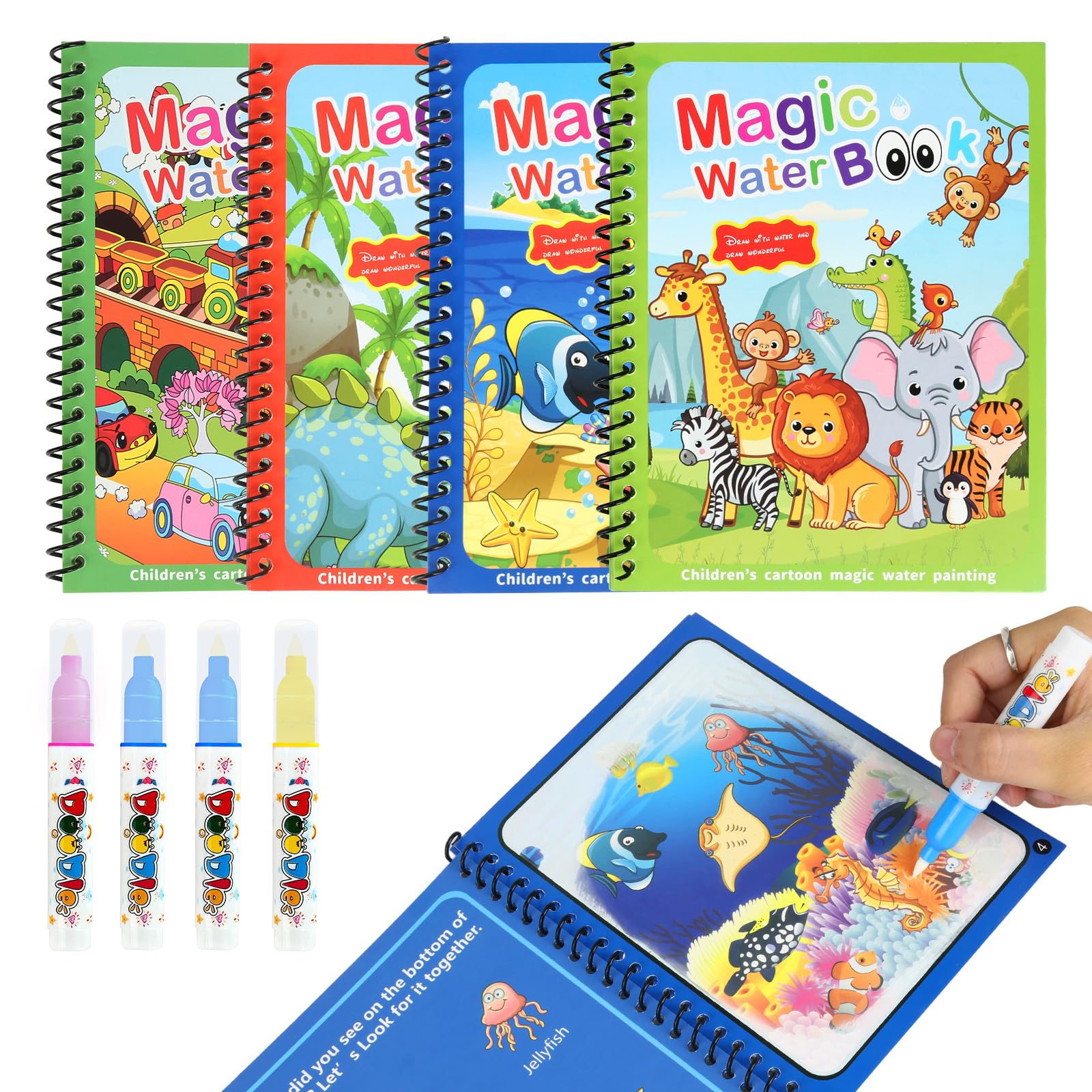Libro Magico Da Disegno Ad Acqua Per Bambini - Riutilizzabile, Colora Con La Penna Magica, Impara Giocando, Tela Pieghevole