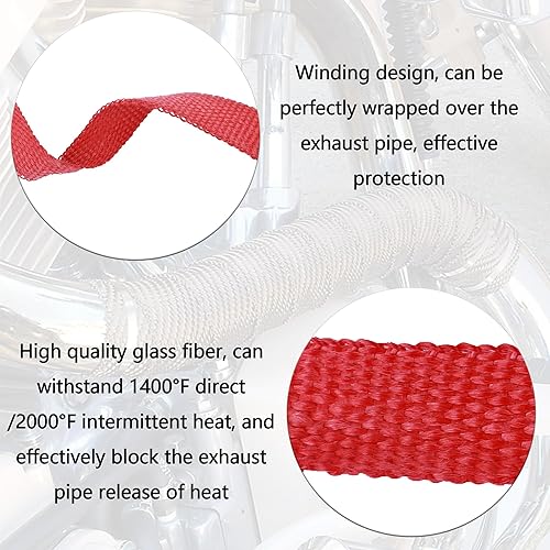 Miniatura 3 de Protector térmico para tubo de escape de motocicleta de 16 pies con 4 lazos inoxidables, excelente cinta de escape para tubo de escape de automóvil