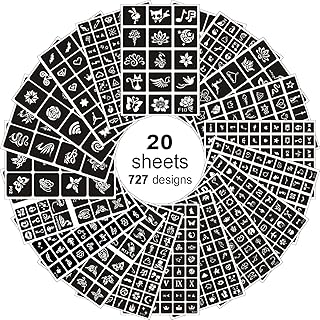 20 Sheets Temporary Tattoo Stencils for Women Girls and Kids, 727 PCS He...