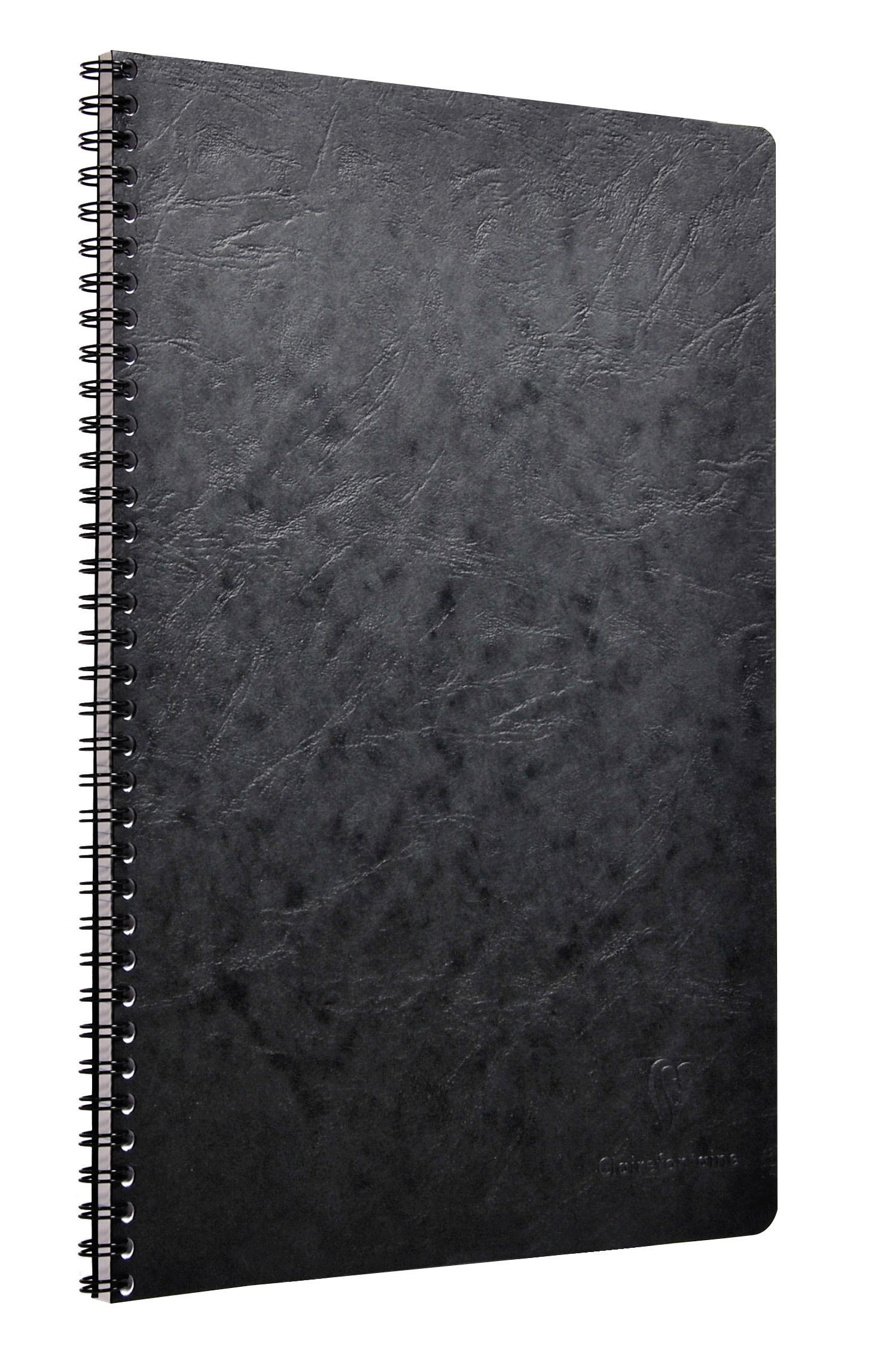 Clairefontaine - Ref 781421C - Age Bag Wirebound Notebook (100 Pages) - A4 Size, Squared Rulings, 90gsm Brushed Vellum Paper, Pocket for Loose Documents - Black Cover