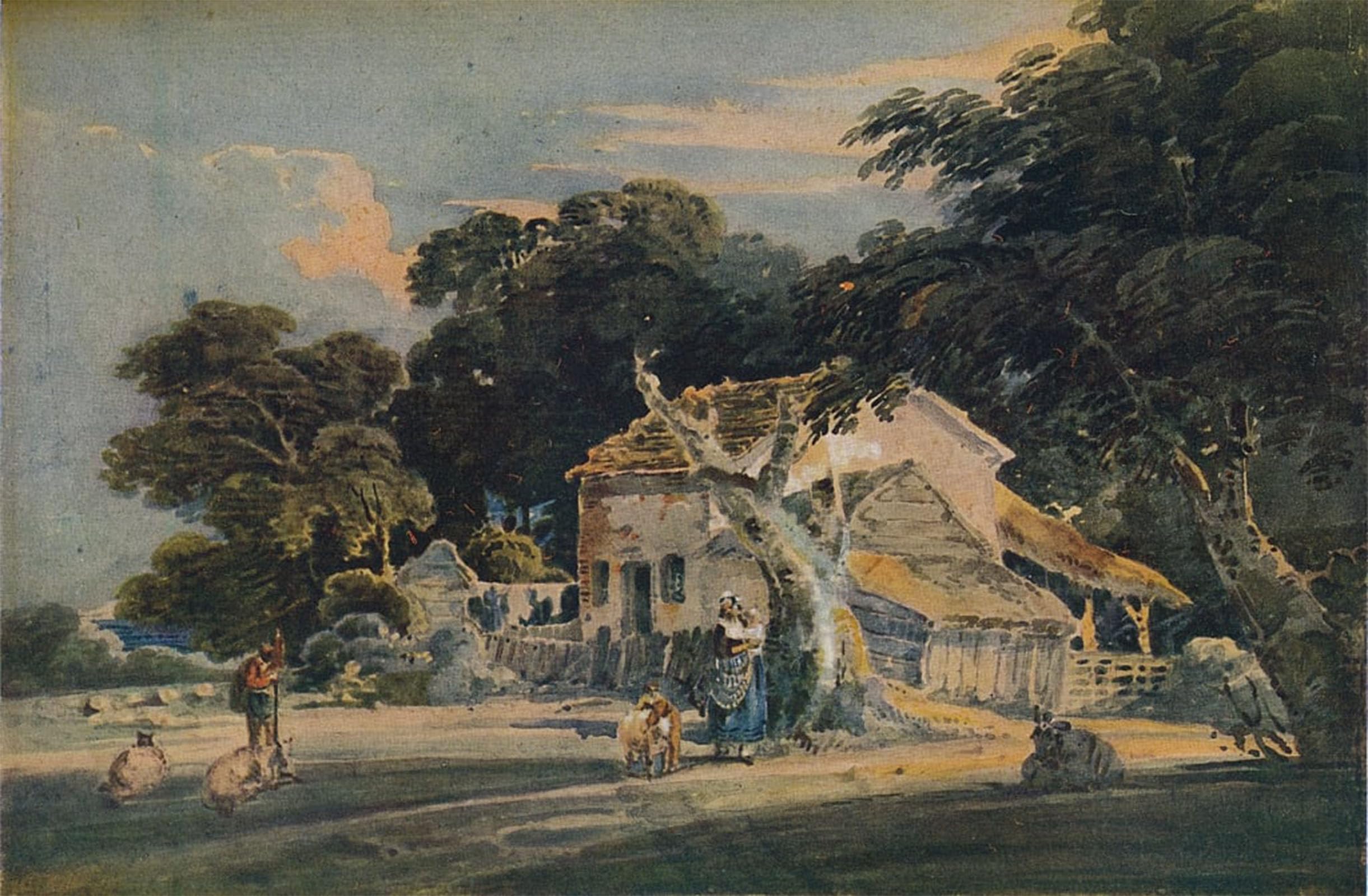 Tableau Girtin Devonshire Farm Image sur Toile Deco Mur Vide