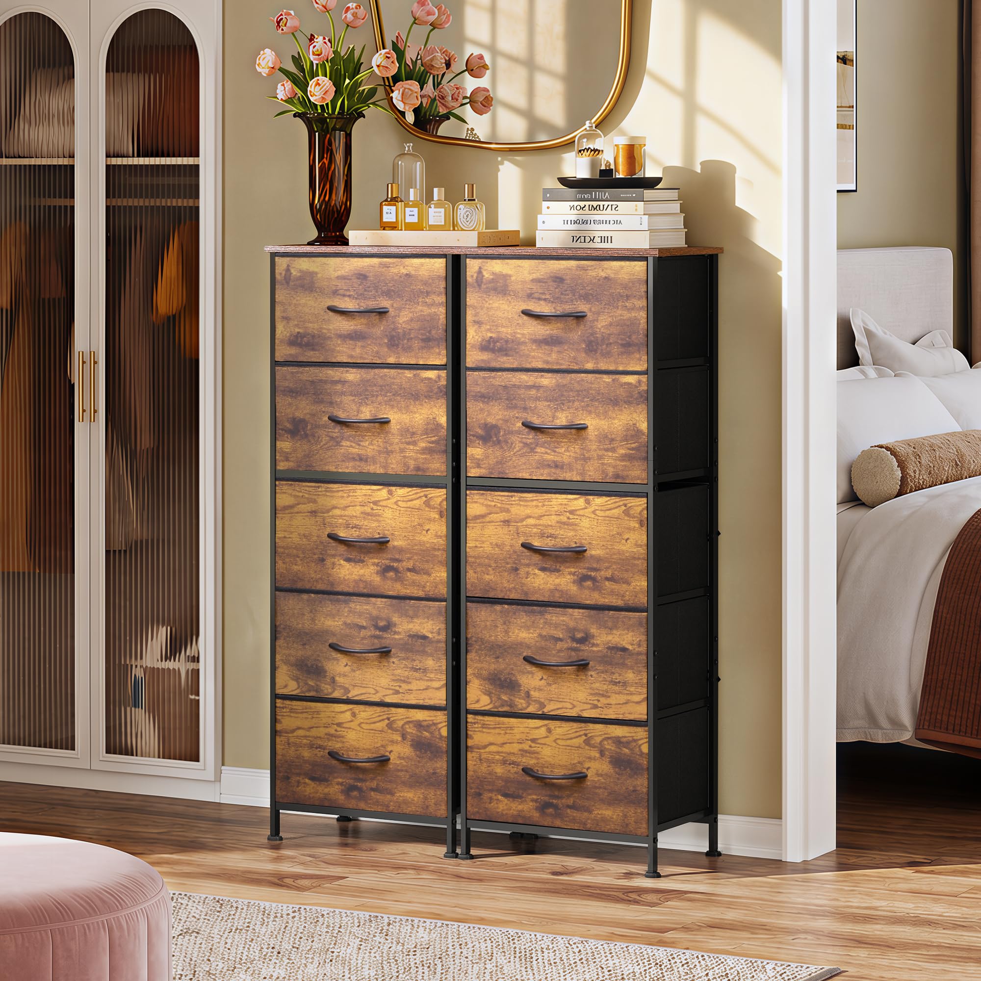 Best Tall Chest of Drawers 2026 1 WLIVE Fabric Dresser for Bedroom, 5-Drawer Tall Dressers, Storage Organizer with — product photo
