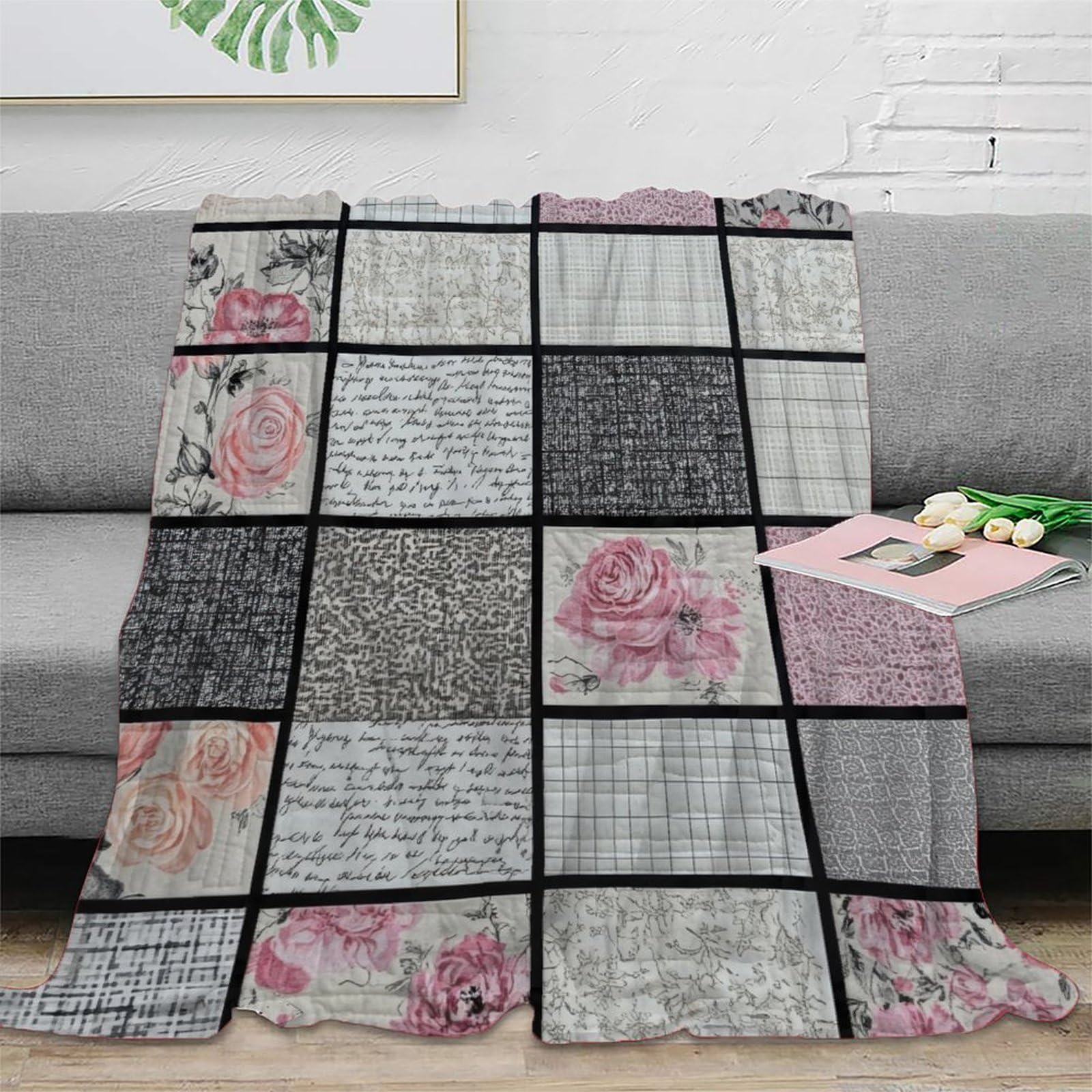 Plaid literie vintage doux et grand jeté de canapé imprimé 3D