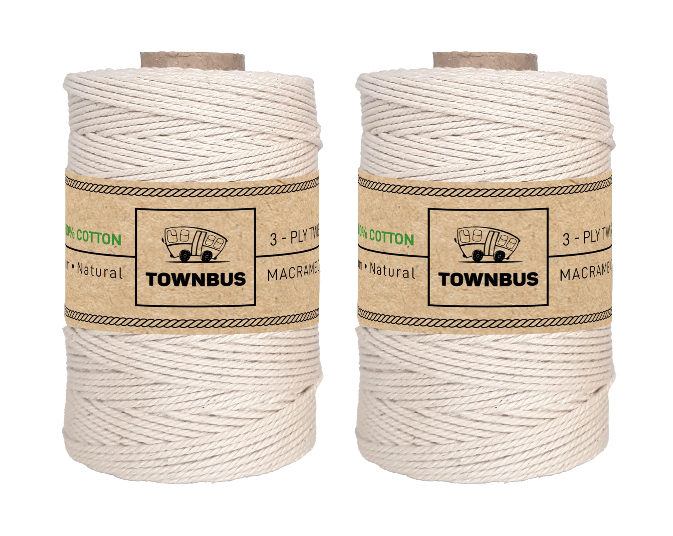 TOWNBUS Macrame Cord 1.5mm | 2 x 250 Meters Natural Soft Cotton Rope | Thread for All DIY-image-21