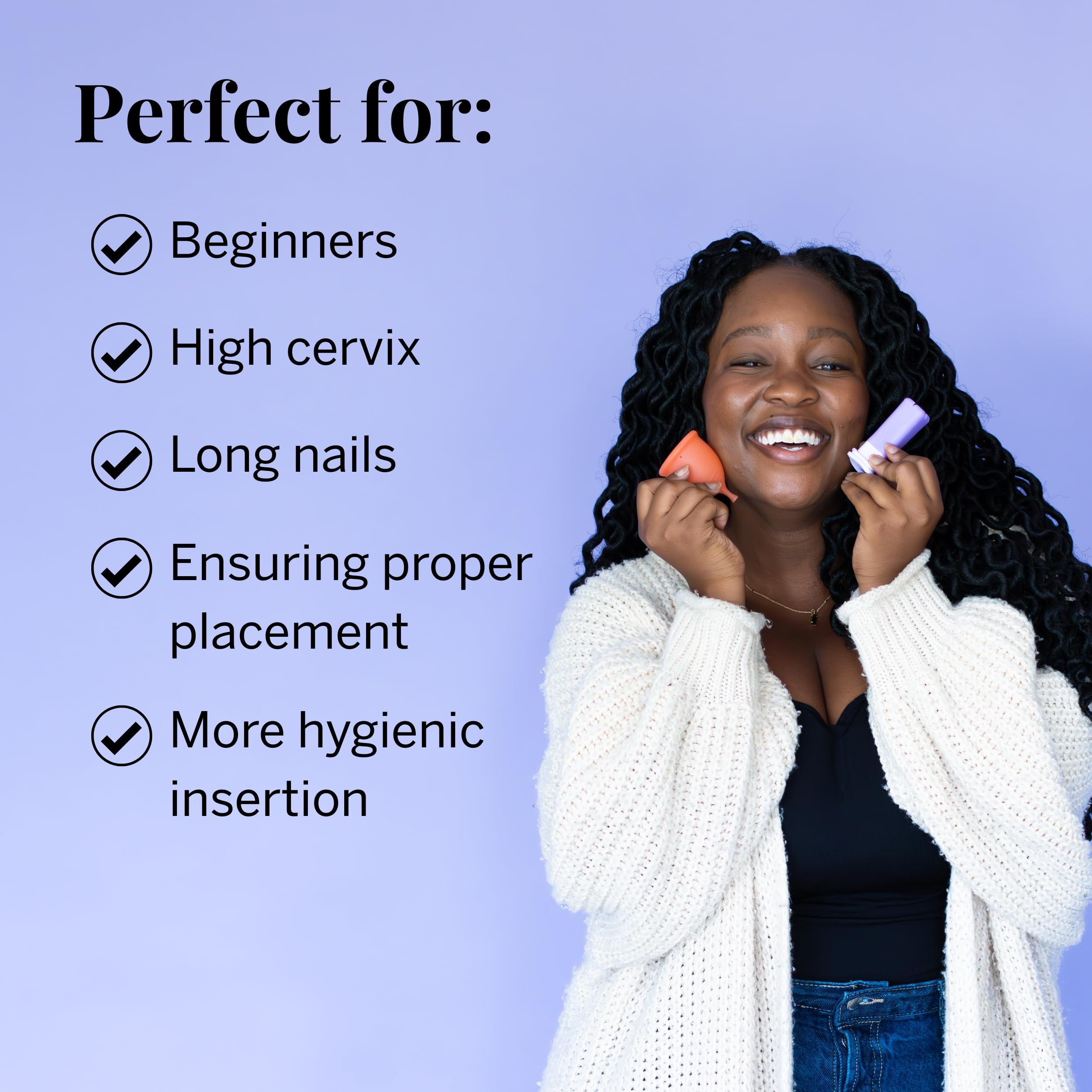 2 Menstrual Cups and Applicator Bundle - No Metals or Toxins - 100% Medical-Grade Silicone - Softest Reusable Period Cup - Inserts Like a Tampon - Capacity of 4 and 6 Tampons