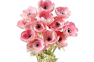 FiveSeasonStuff ‘Real Touch’ Peaceful Pink Anemone Artificial Flowers & Wedding Bouquet