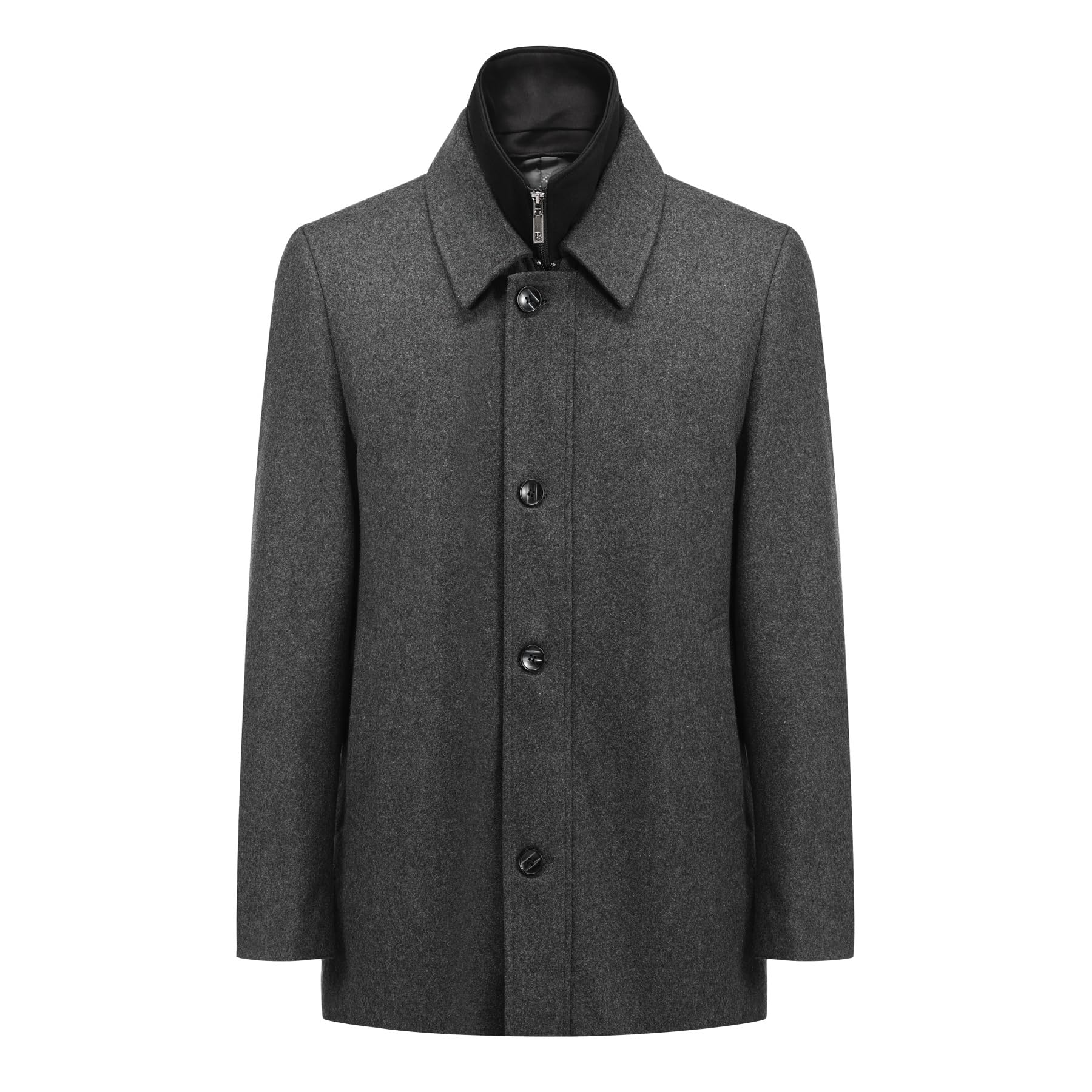 Allthemen Uomo Cappotti Lana Manica Lunga Coat Corti Casual Colletto Risvolto Outwear Spesso Calda Invernale