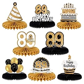 LINGTEER Happy 89th Birthday Table Honeycomb Centerpieces Cheers to 89th Birthday 89 Years Old Party Table Decorations Gift Sign.