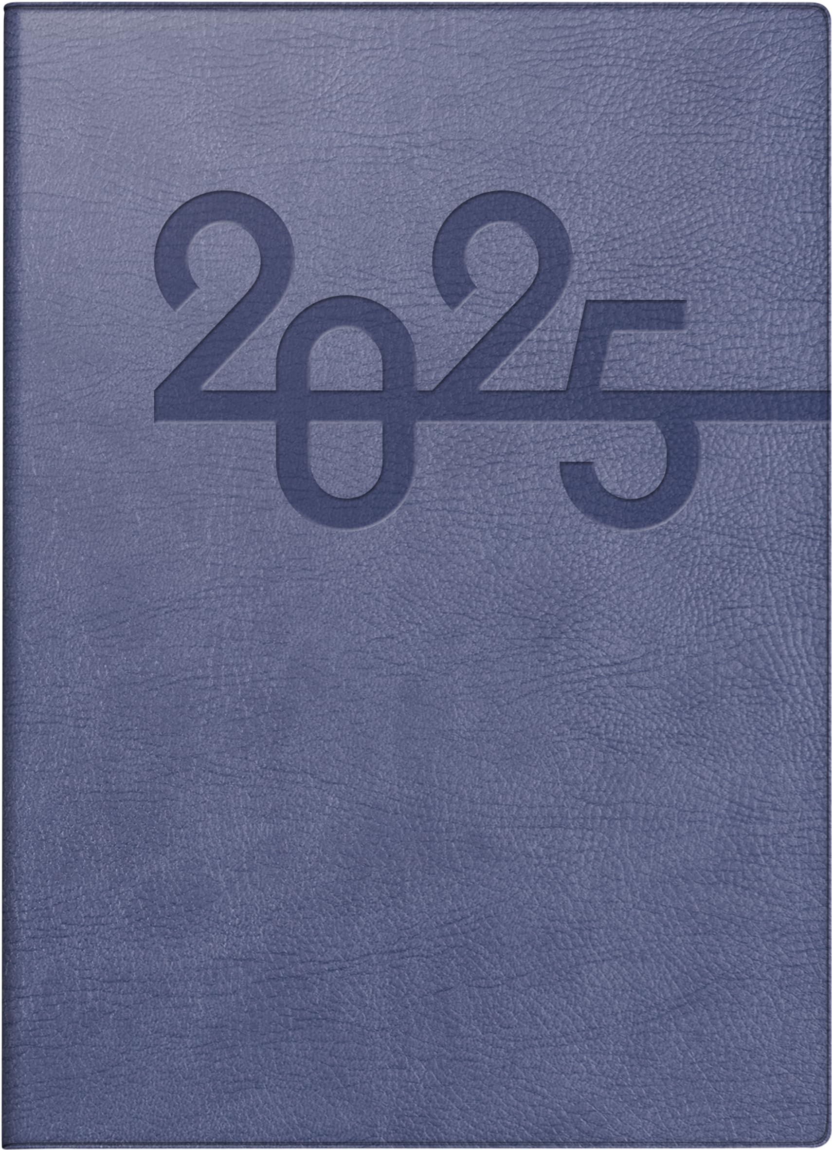 rido/idé Pocket Diary Model Technik III (2025) Planner, Date Book, 1 Page = 1 Day, A6, 384 Pages, Faux Leather Cover, Prestige, Blue
