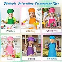 Vista 7 de Juego de delantal y sombrero de chef para niños, 6 piezas de delantal de cocina ajustable colorido para niñas y niños, juguete de simulación, regalo