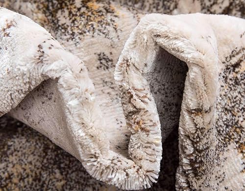 Miniatura 8 de Unique Loom Helios Collection - Santorini - Alfombra rectangular de 5 pies 1 pulgada x 8 pies, beige marfil y dorado