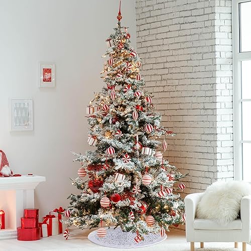 Miniatura 7 de Falda para árbol de Navidad, cubierta de árbol de 36 pulgadas, lentejuelas brillantes plateadas, brillantina, falda clásica para árbol de Navidad,