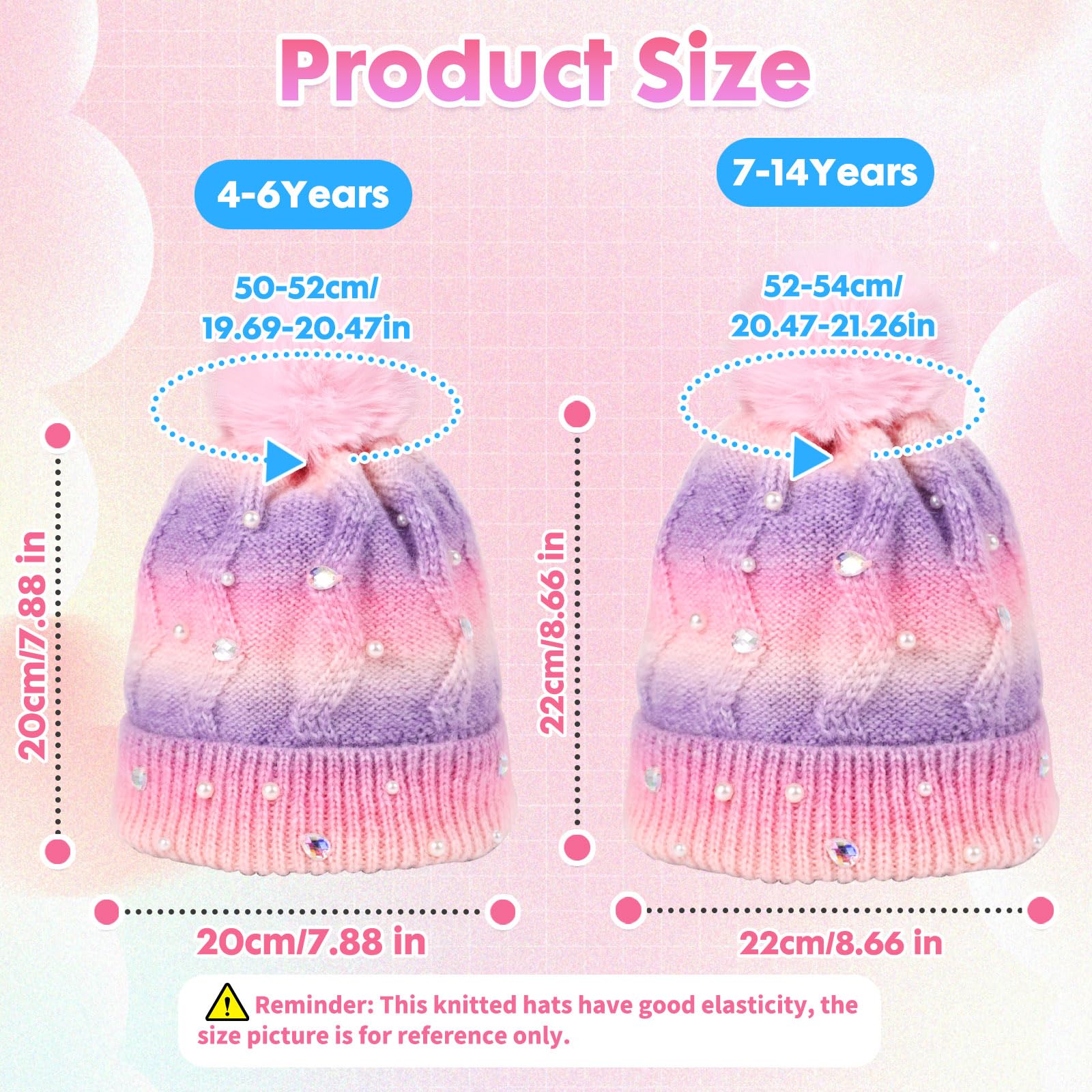 PinkSheep Girls Pink Winter Hat, Rosa, 50-60