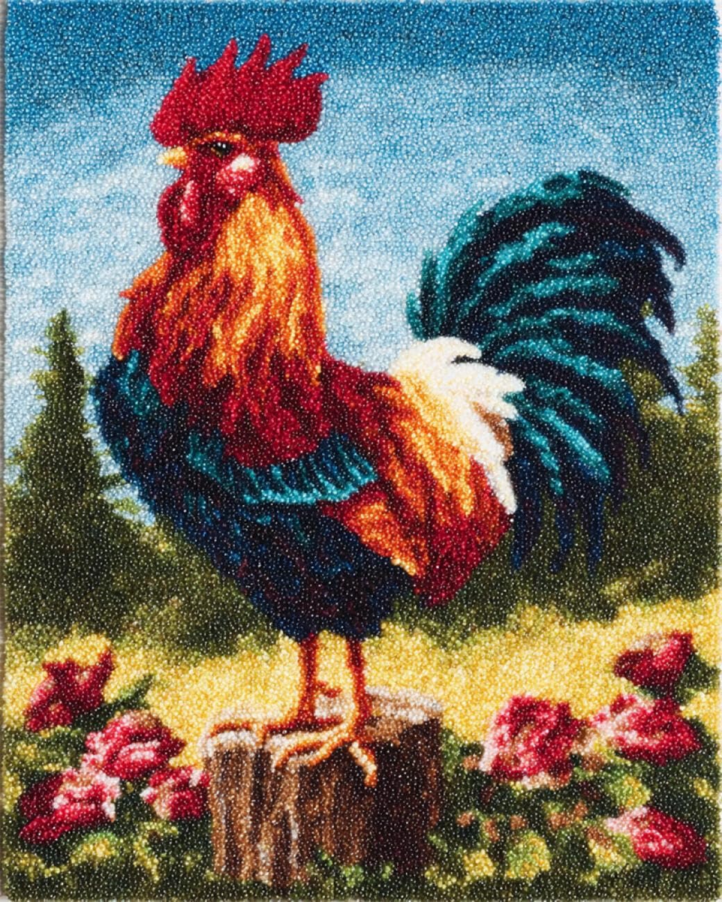 AMBATTERY Animal Rug Making Kit Cartoon Rooster DIY Rug Making Kit for Adults，Cross Stitch Kits Carpet Needlework for Beginners Home Decor 21x29in
