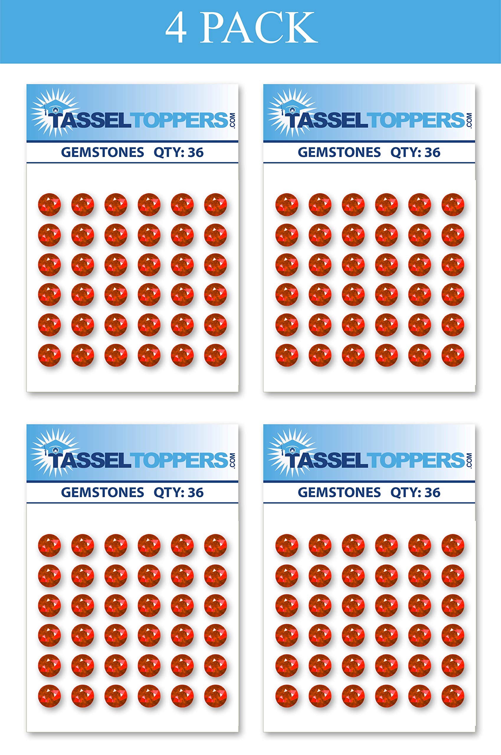 Self Adhesive Rhinestones Gemstones for Grad Cap Decoration in Assorted Colors (Red)