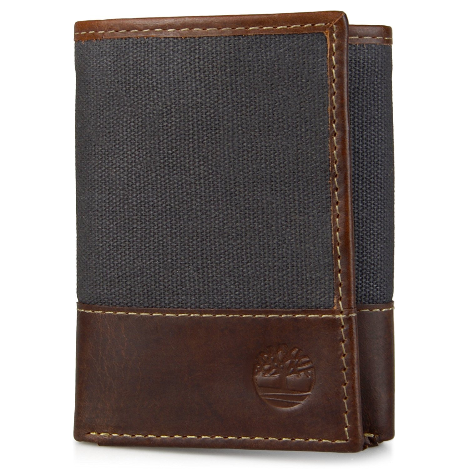 Timberland Men's Canvas & Leather Trifold Wallet, Blue, One Size