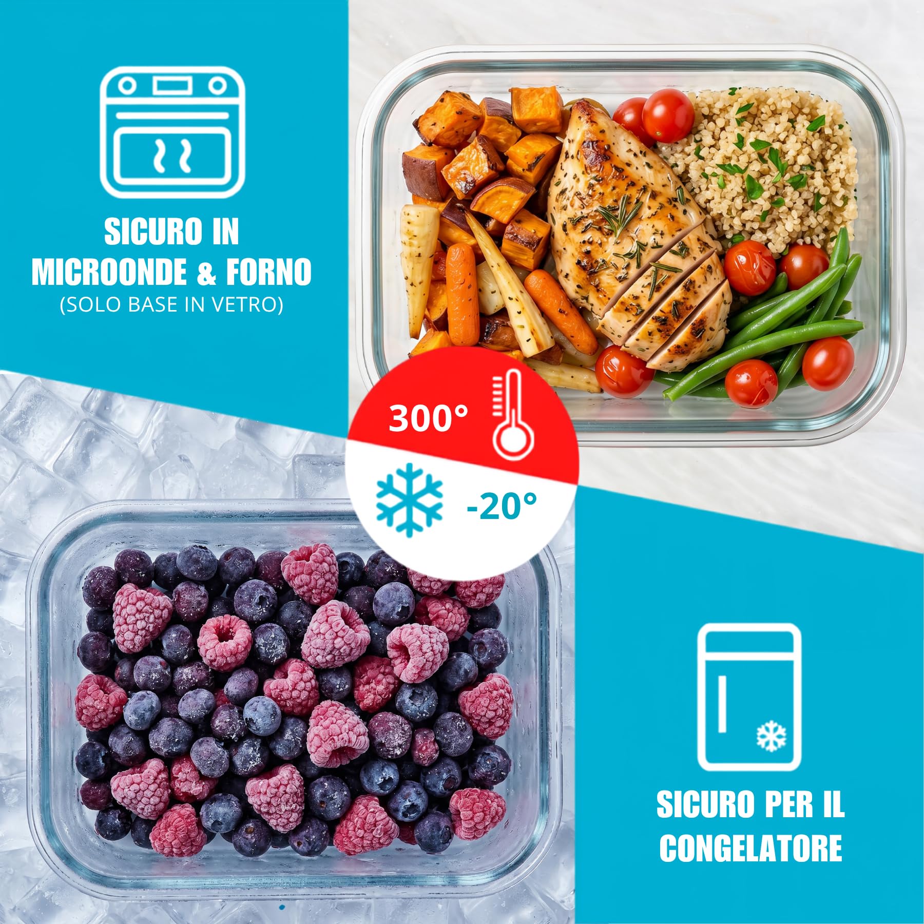 Igluu Meal Prep Contenitori Vetro per Alimenti Grandi (Set da 3) – 1520ml