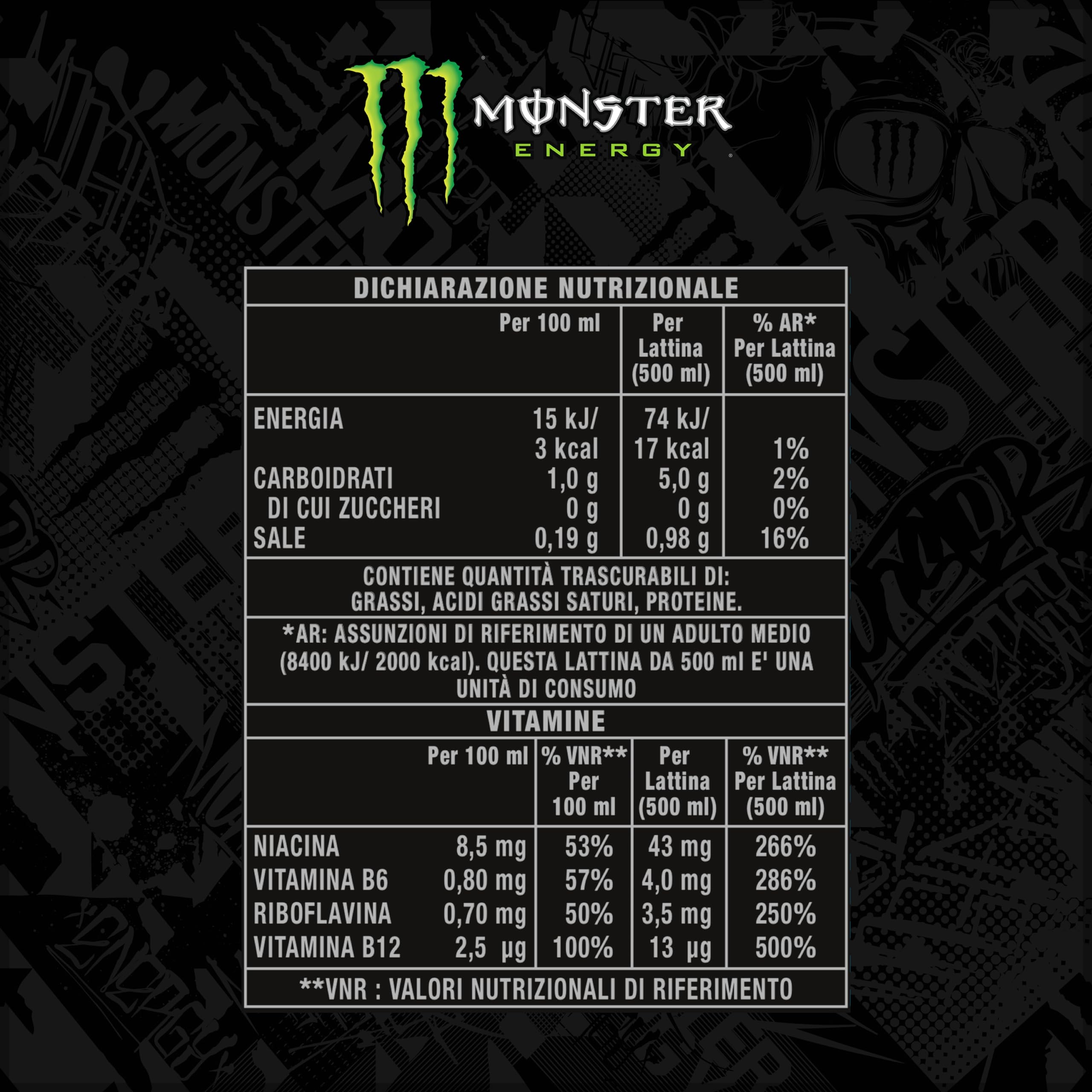Monster, Monster Green Zero, bebida energética con sabor excepcional con mezcla energética y 180 mg de cafeína, sin azúcar, 24 latas de 500 ml