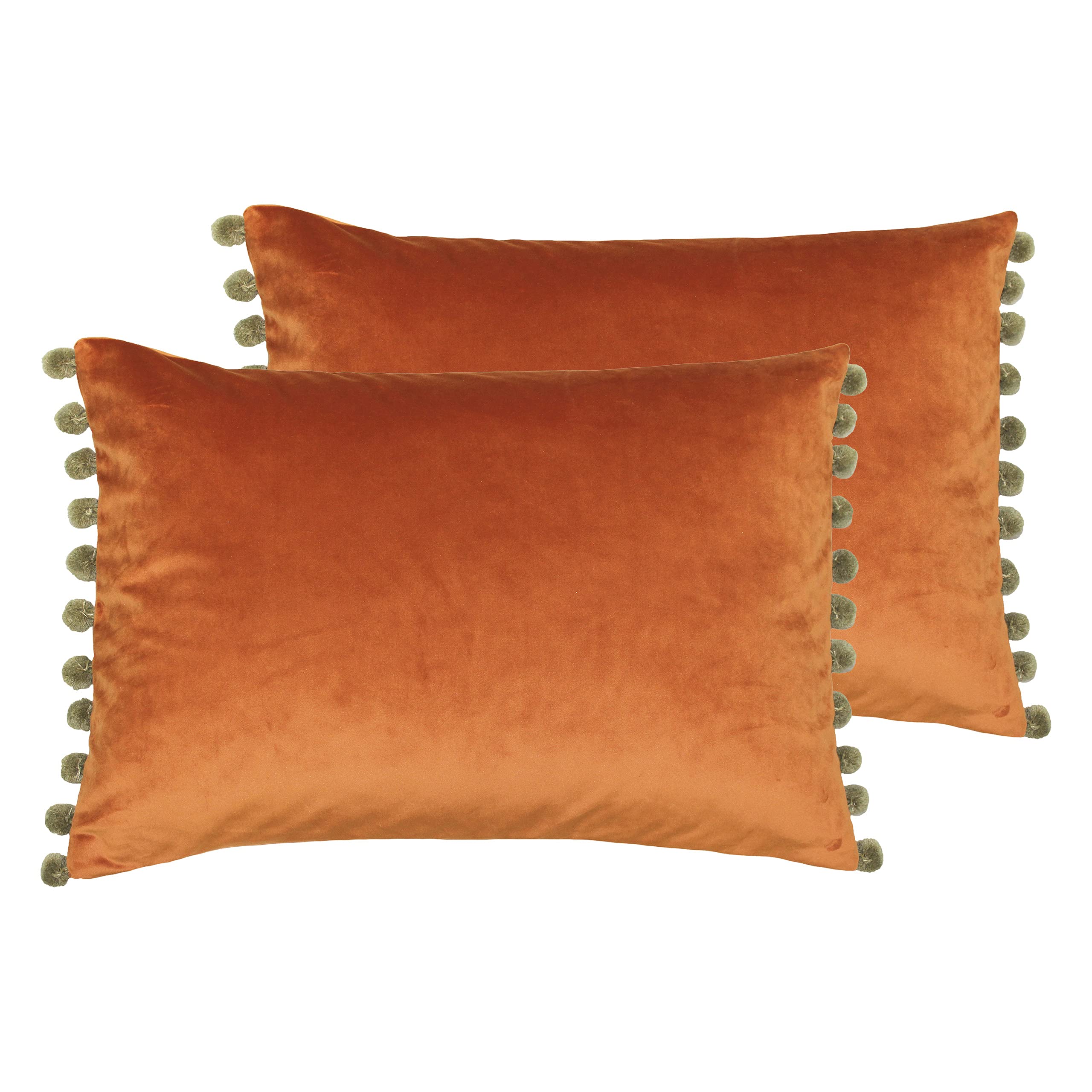Paoletti Fiesta Polyester Filled Cushions (Twin Pack), Polyester, Rust/Khaki