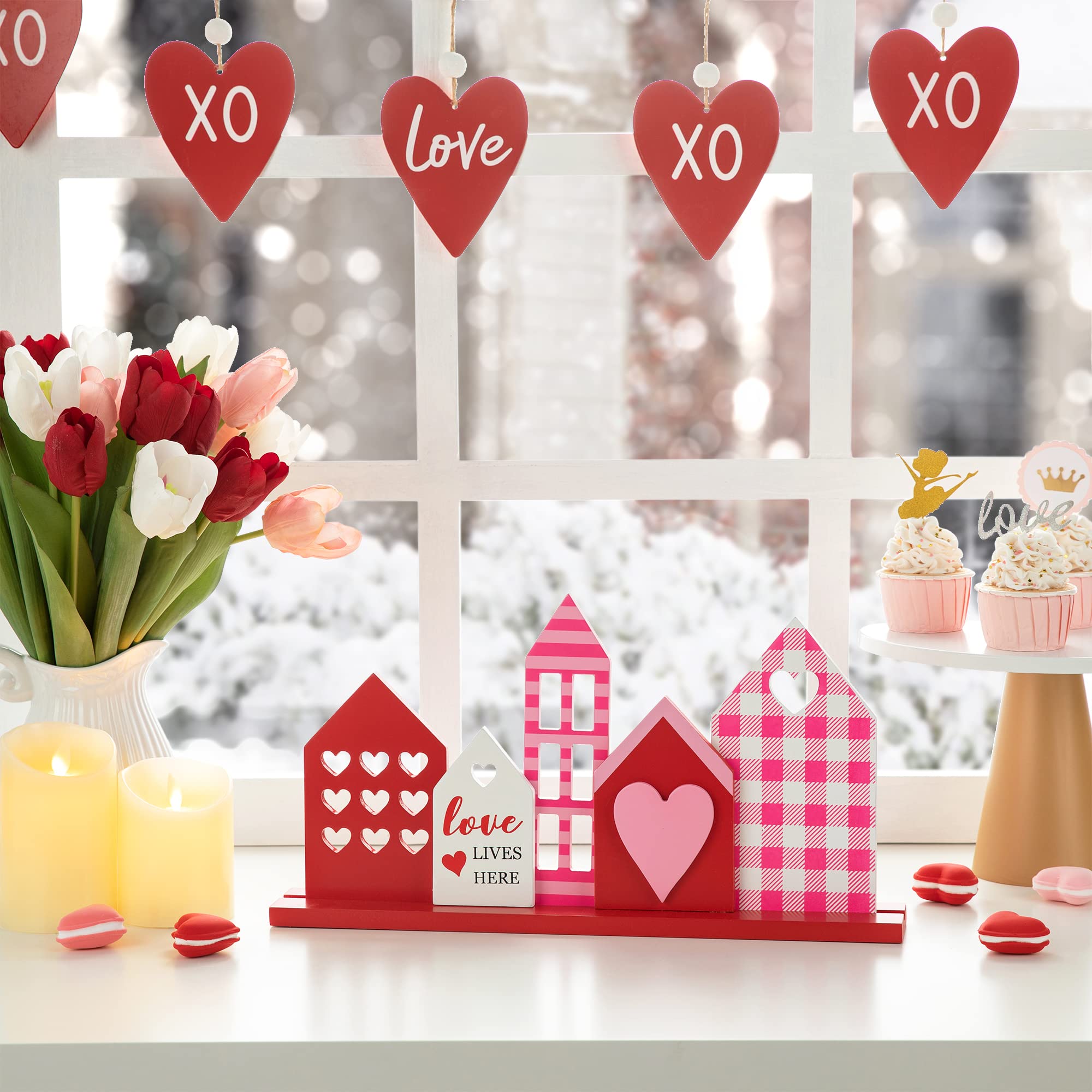 Amazon.com: Glitzhome 16"L Valentine's Day Table Centerpiece ...