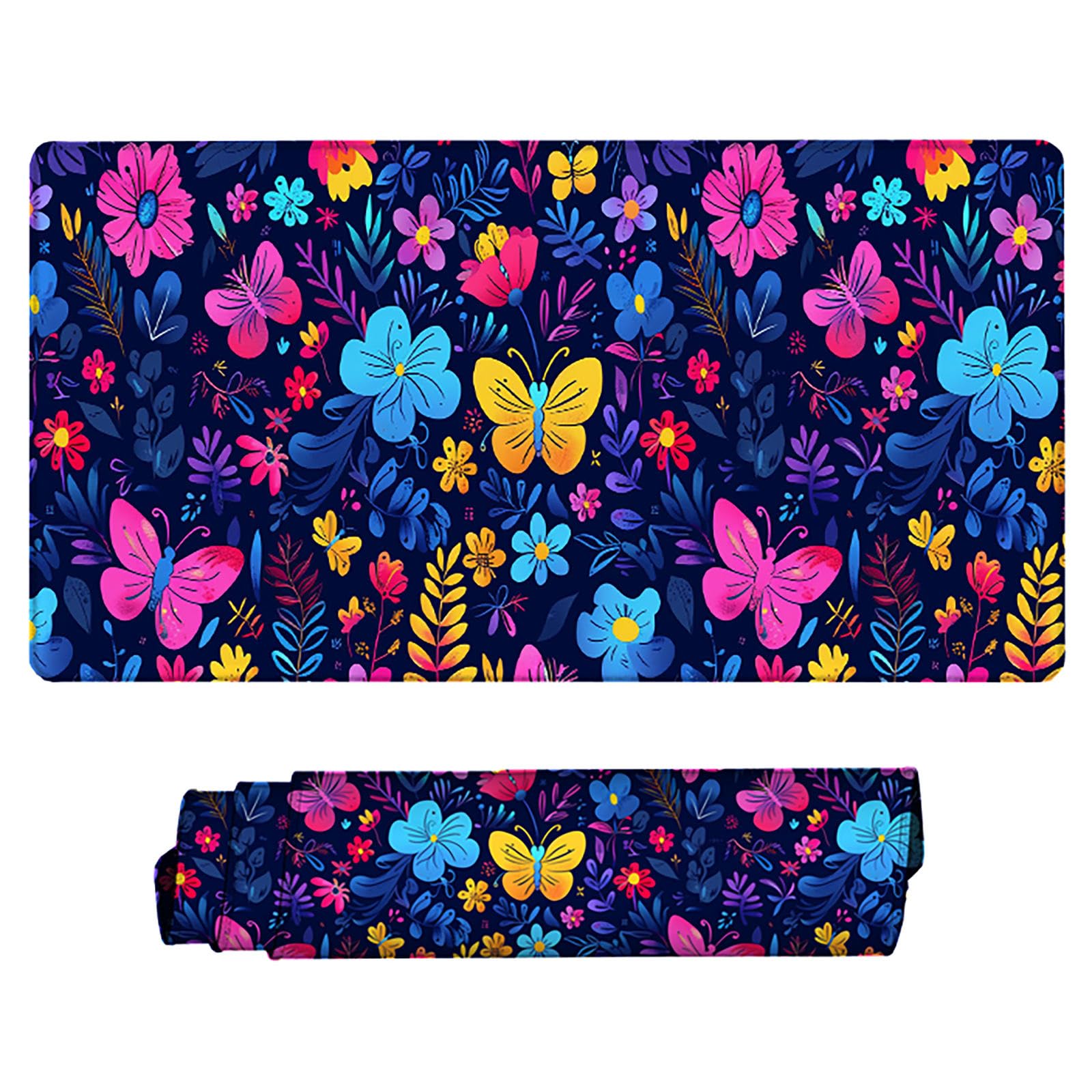 Niebieska podkładka pod mysz XXL, podkładka na biurko, 1200 x 600 cm, szyte krawędzie, podkładka pod mysz, gumowa podstawa, motyl, podkładka pod mysz, stabilna przyczepność na gładkich powierzchniach,