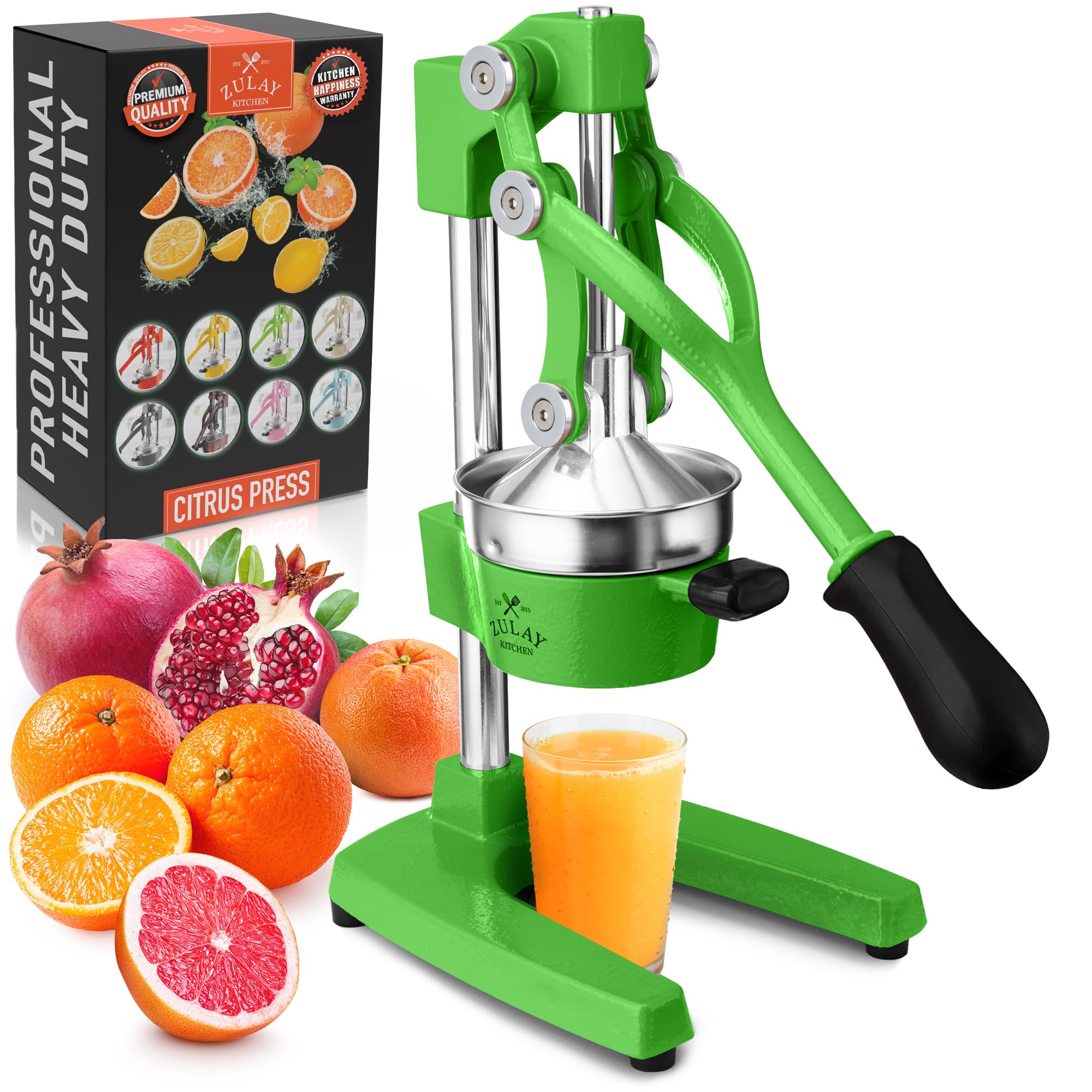 Zulay Kitchen Cast Iron Juicer - Heavy Duty Orange Juicer with Detachable Strainers for Easy Cleaning, Citrus Press for Citrus Fruits, Perfect for Bartenders, Juice Lovers &amp; Health Enthusiasts