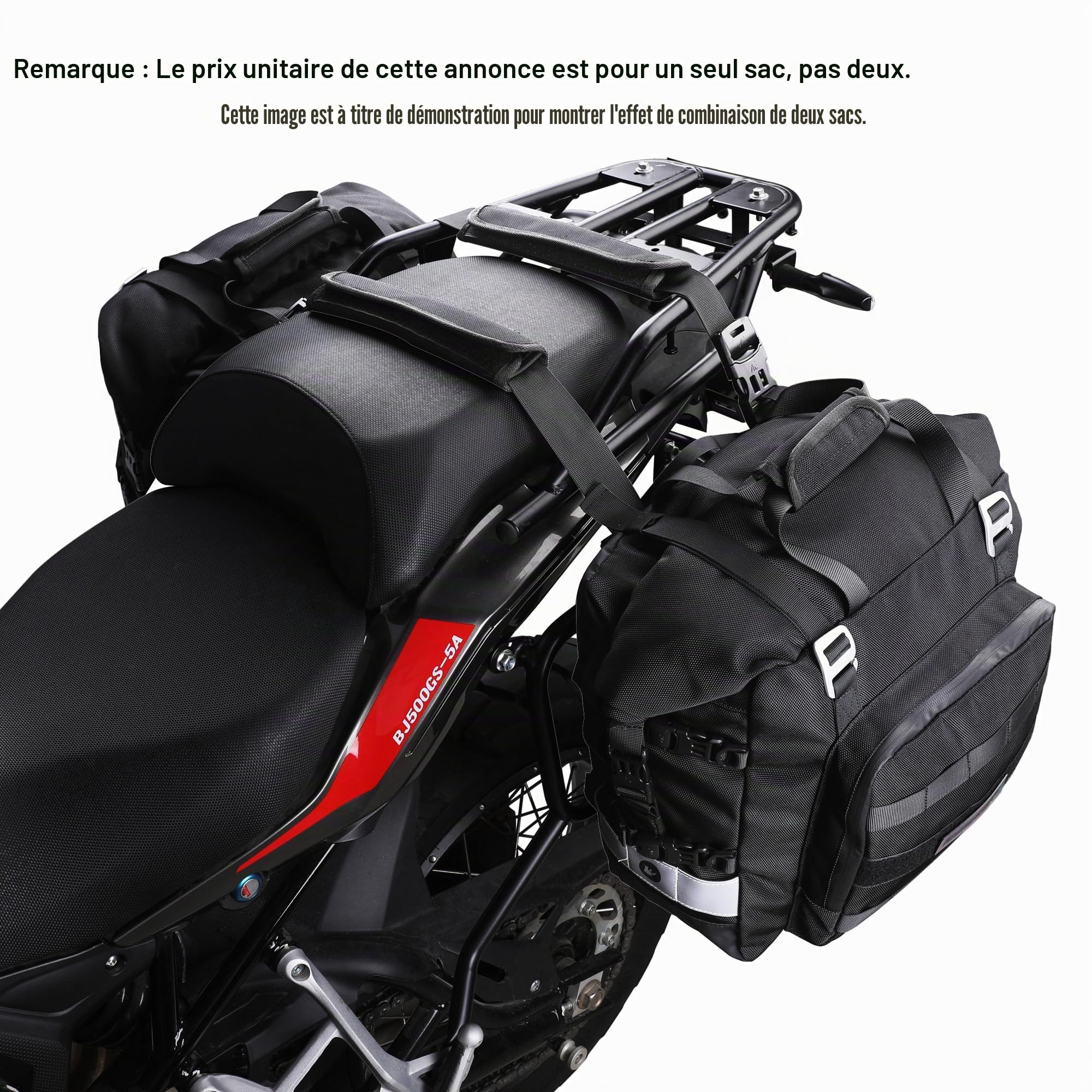 Rhinowalk Sacoche de selle de moto - Poche latérale étanche de 20 l - Montage rapide - Pour vélo d'aventure et de sport - Noir - 1 pièce